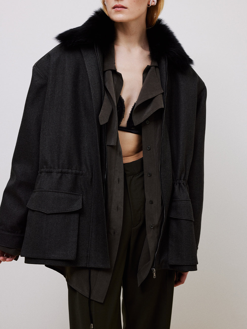 SHORT WOOL-BLEND COAT
