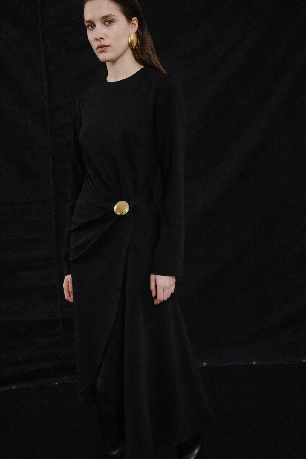 Crew Neck Long Sleeved Dress