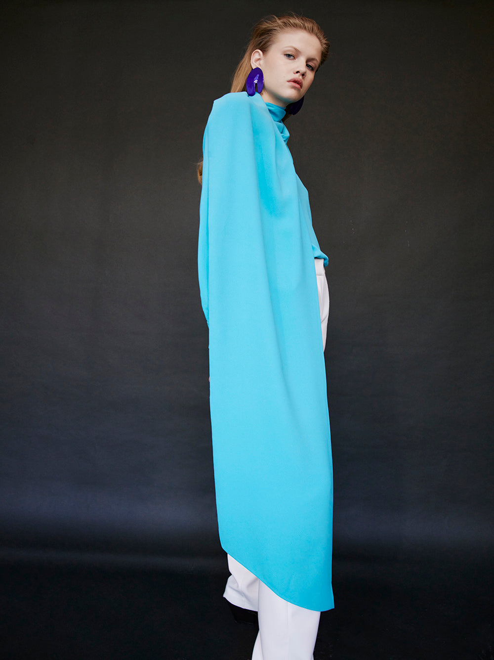 Satin Blouse With Long Scarf Detail