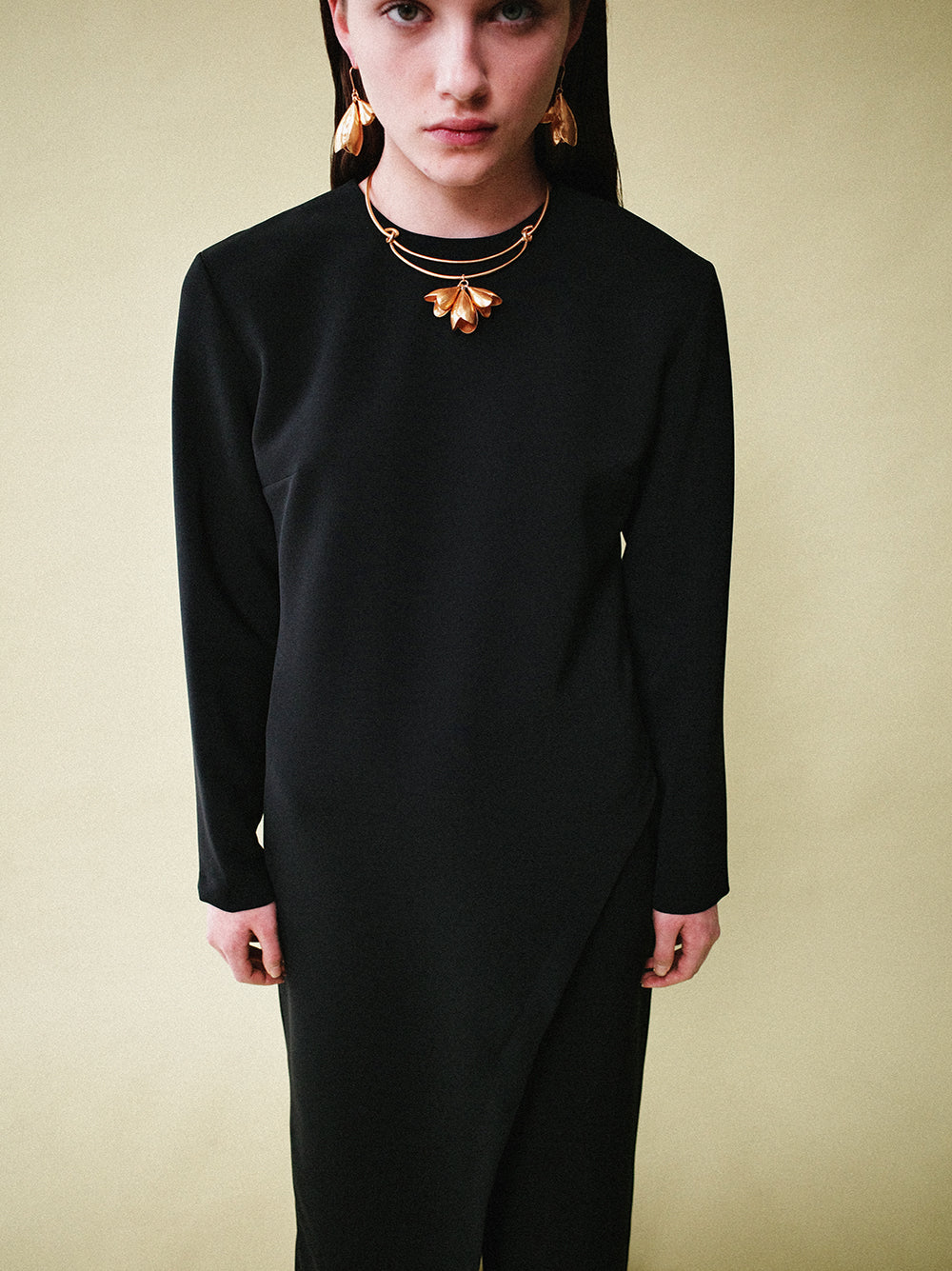 Crew Neck Long Sleeved Dress