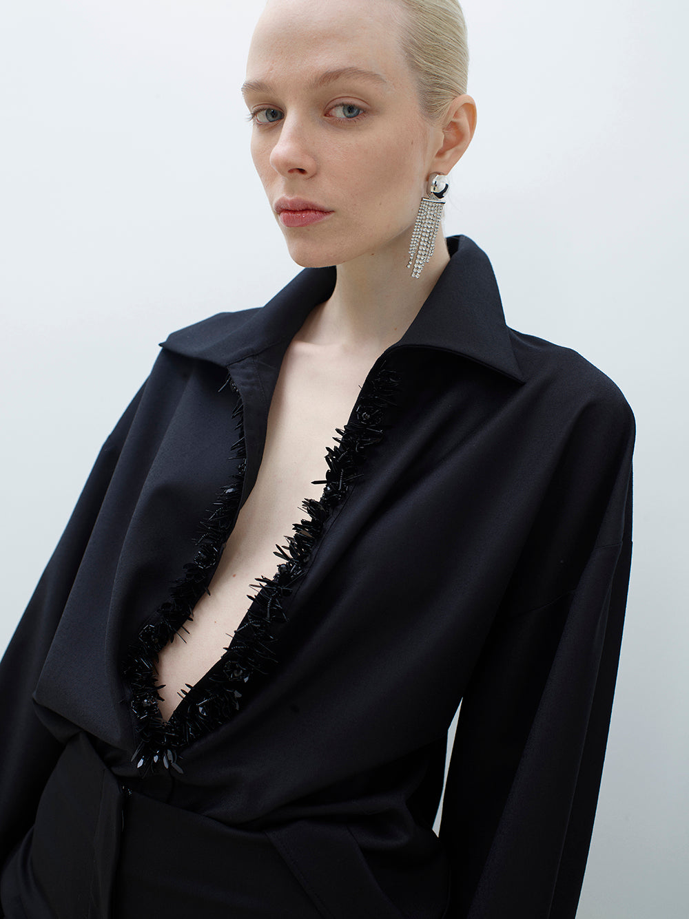 Embroidered Wool Blouse