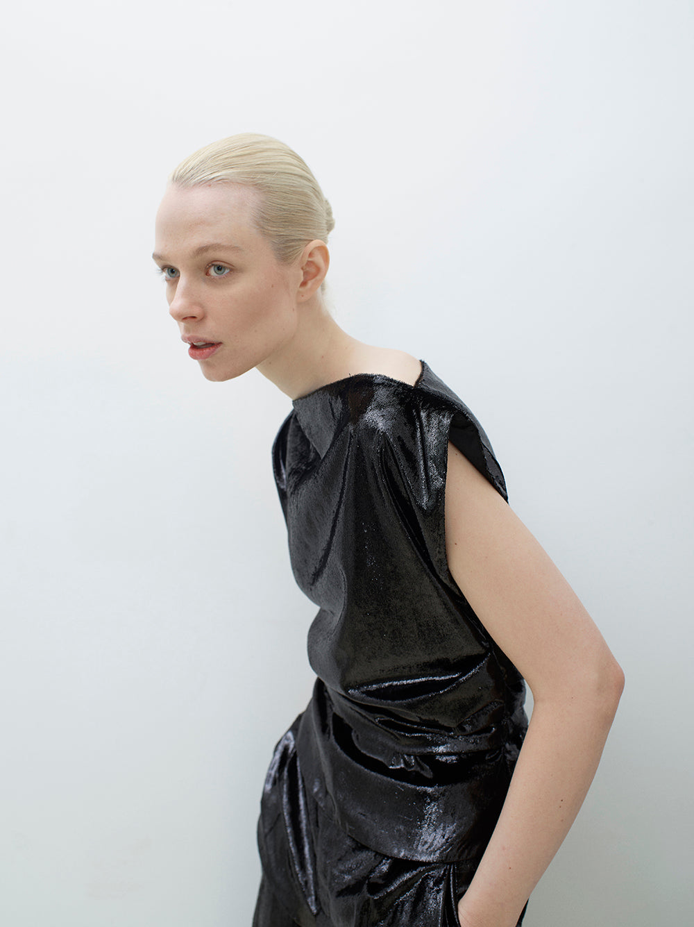 Draped sleeveless top