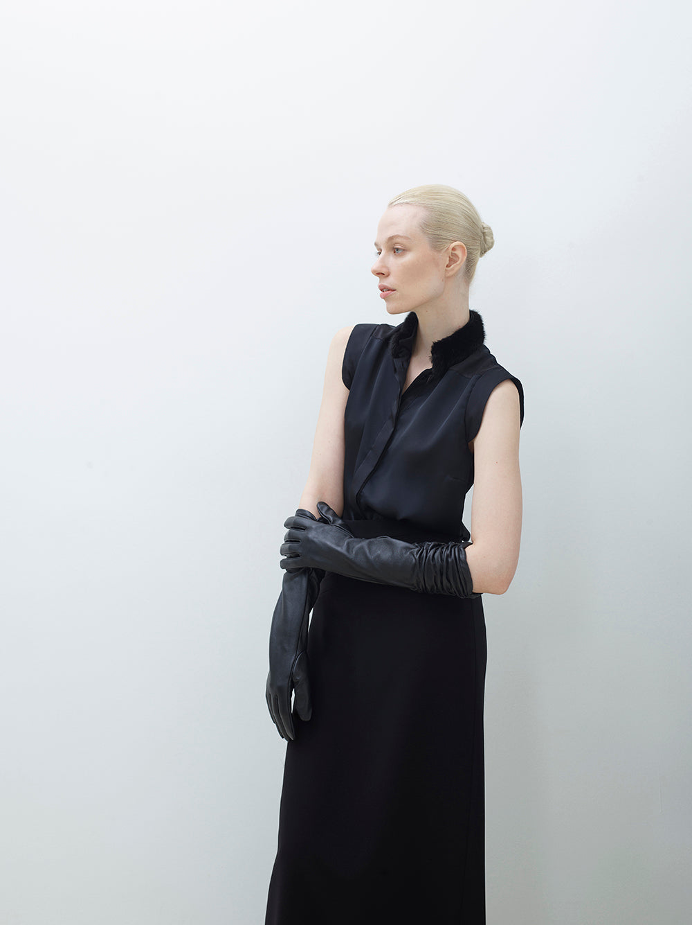 Silk Blouse with Adjustable Fur Collar