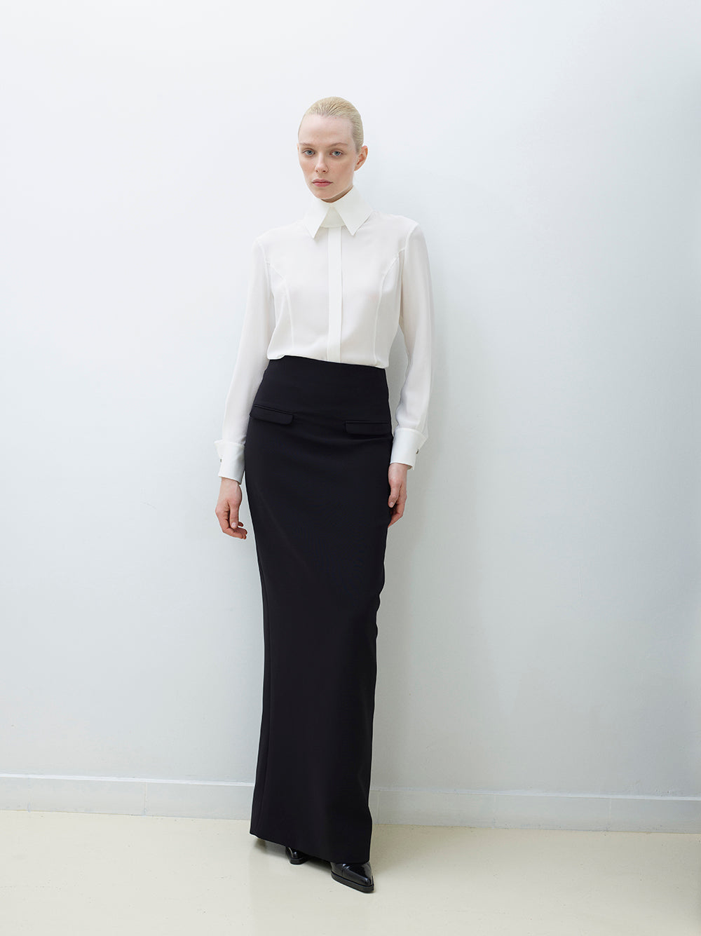 Silk high collar blouse