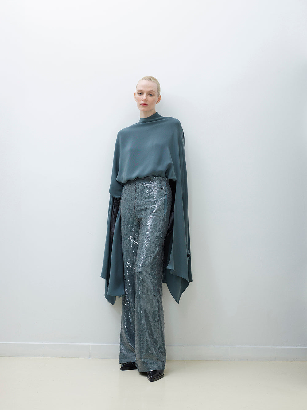 Cady silk cape tunic