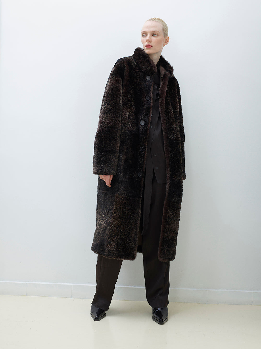 Bitter brown fur coat