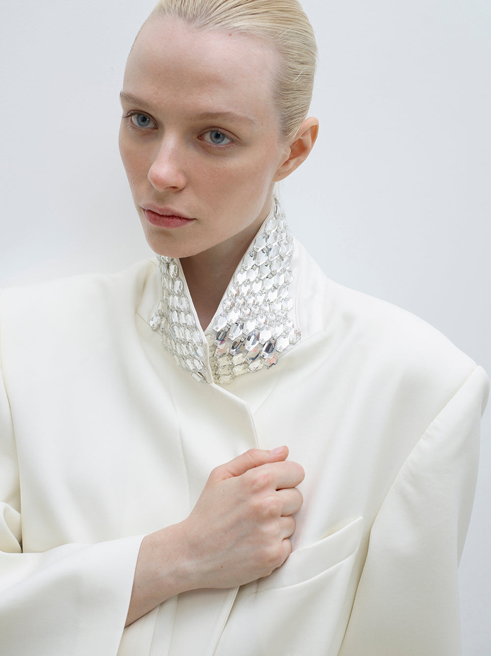 Crystal-Embellished Boyfriend Wool