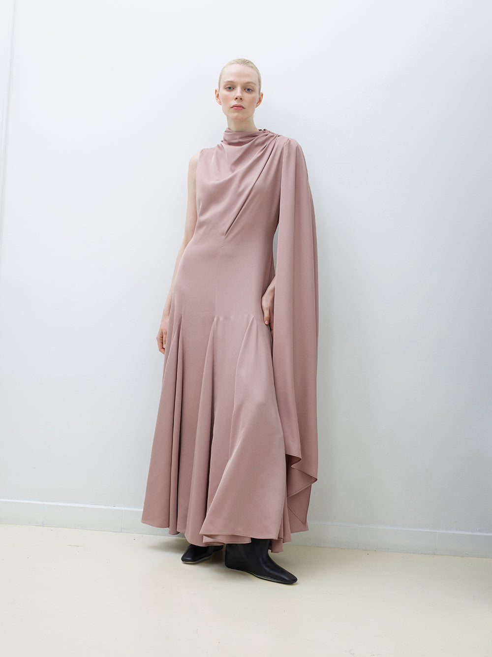 Single cape sleeve maxi dress