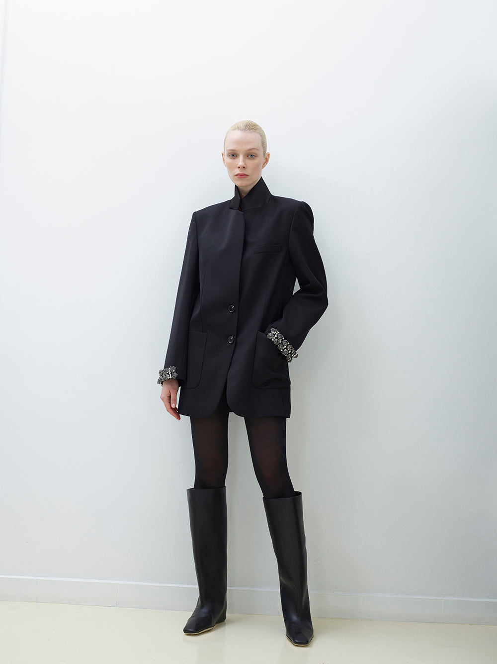 Hand-Embroidered Longline Jacket