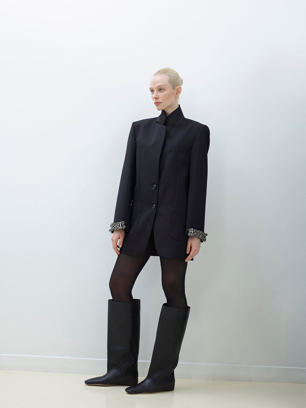 Hand-Embroidered Longline Jacket