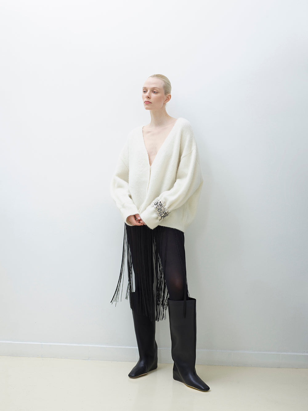 Crystal-Embellished Wool Cardigan