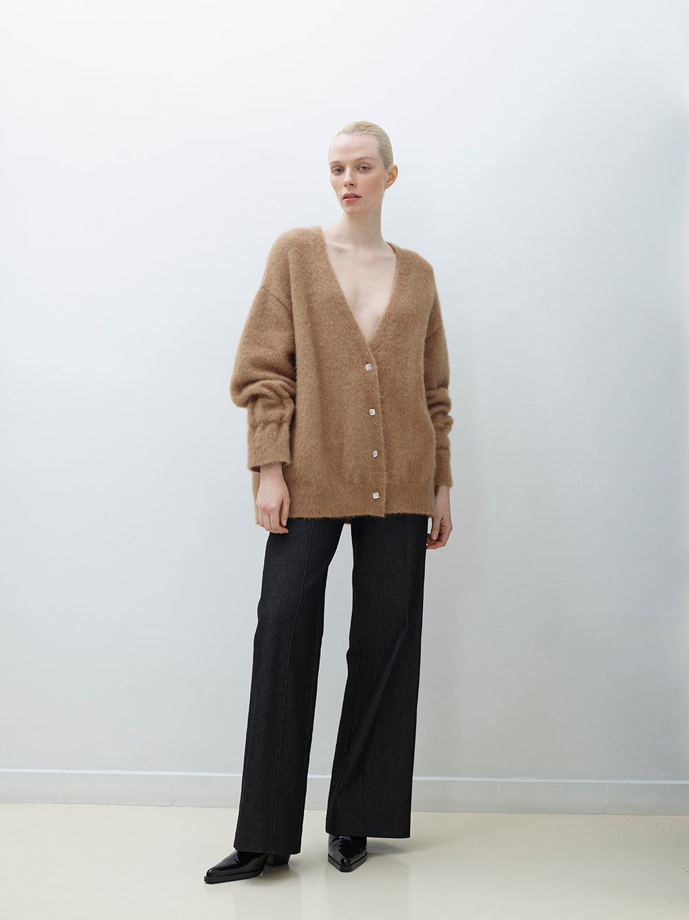 Wool Cardigan with Swarovski-Crystal Buttons