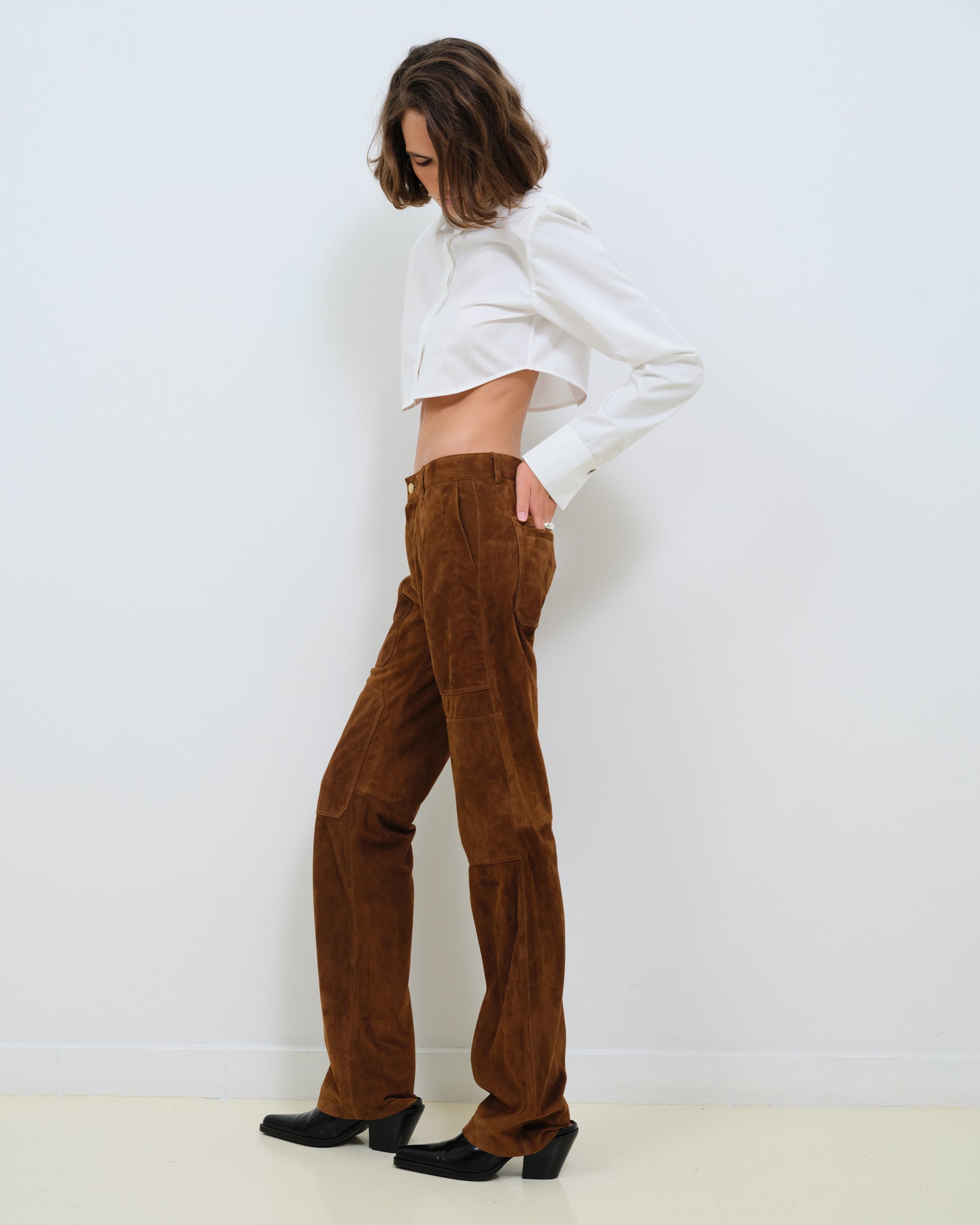 SUEDE CARGO PANTS