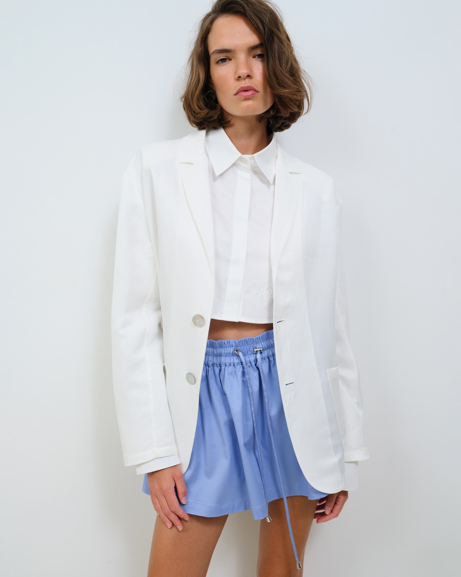 TWO-BUTTON UNLINED LINEN BLAZER