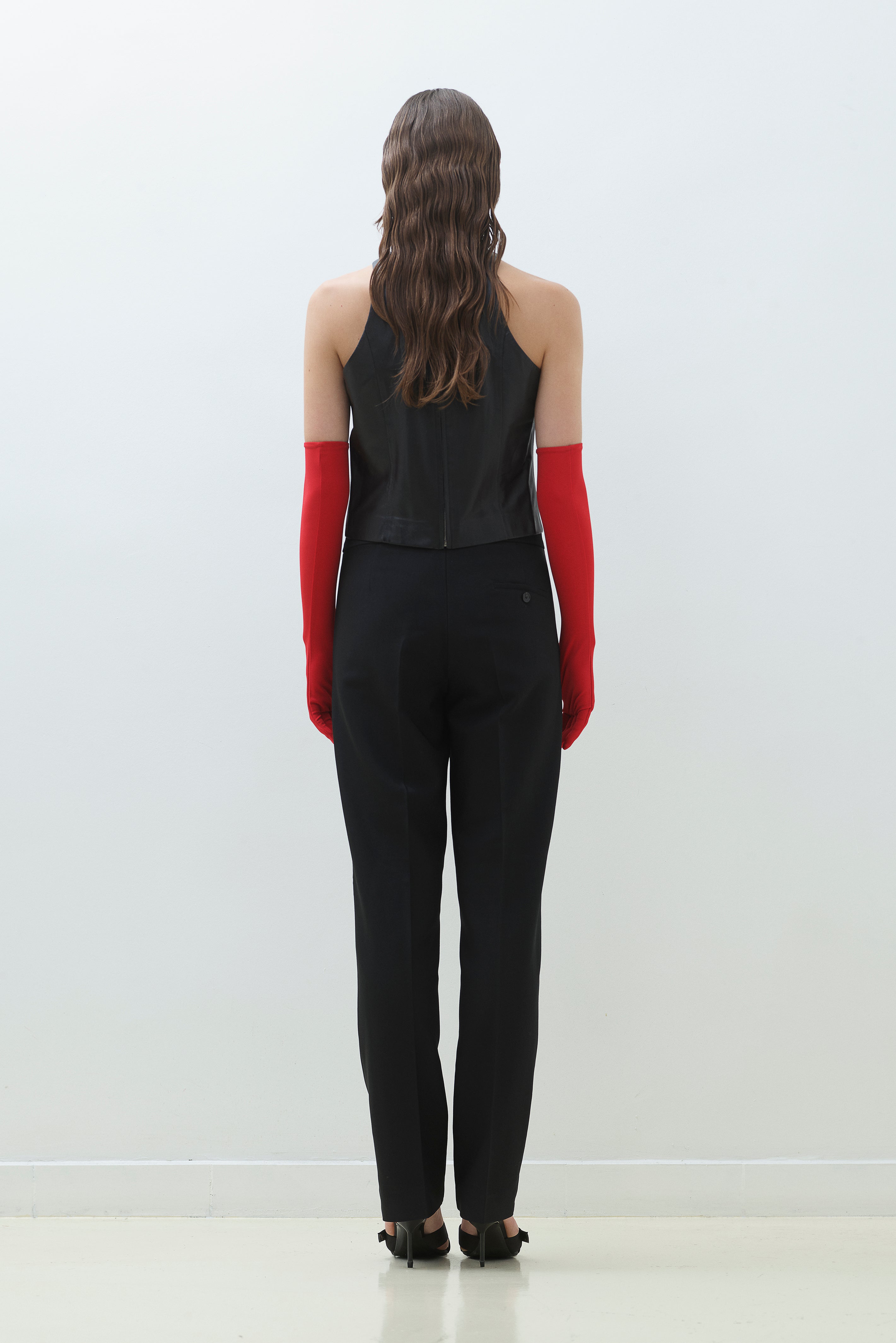 HALTER NECK LEATHER TOP