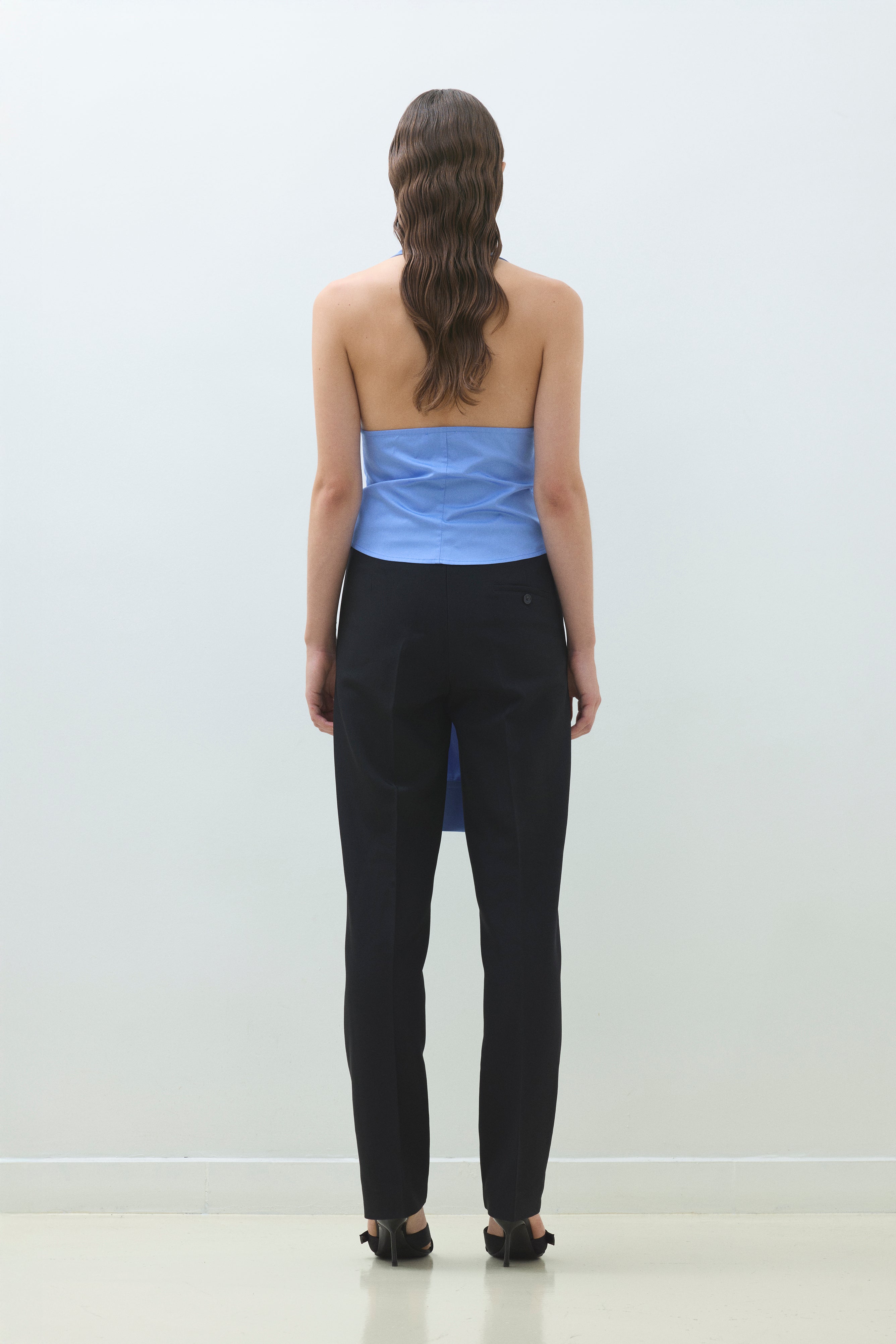 OPEN BACK SLEEVE BELT COTTON SHIRT