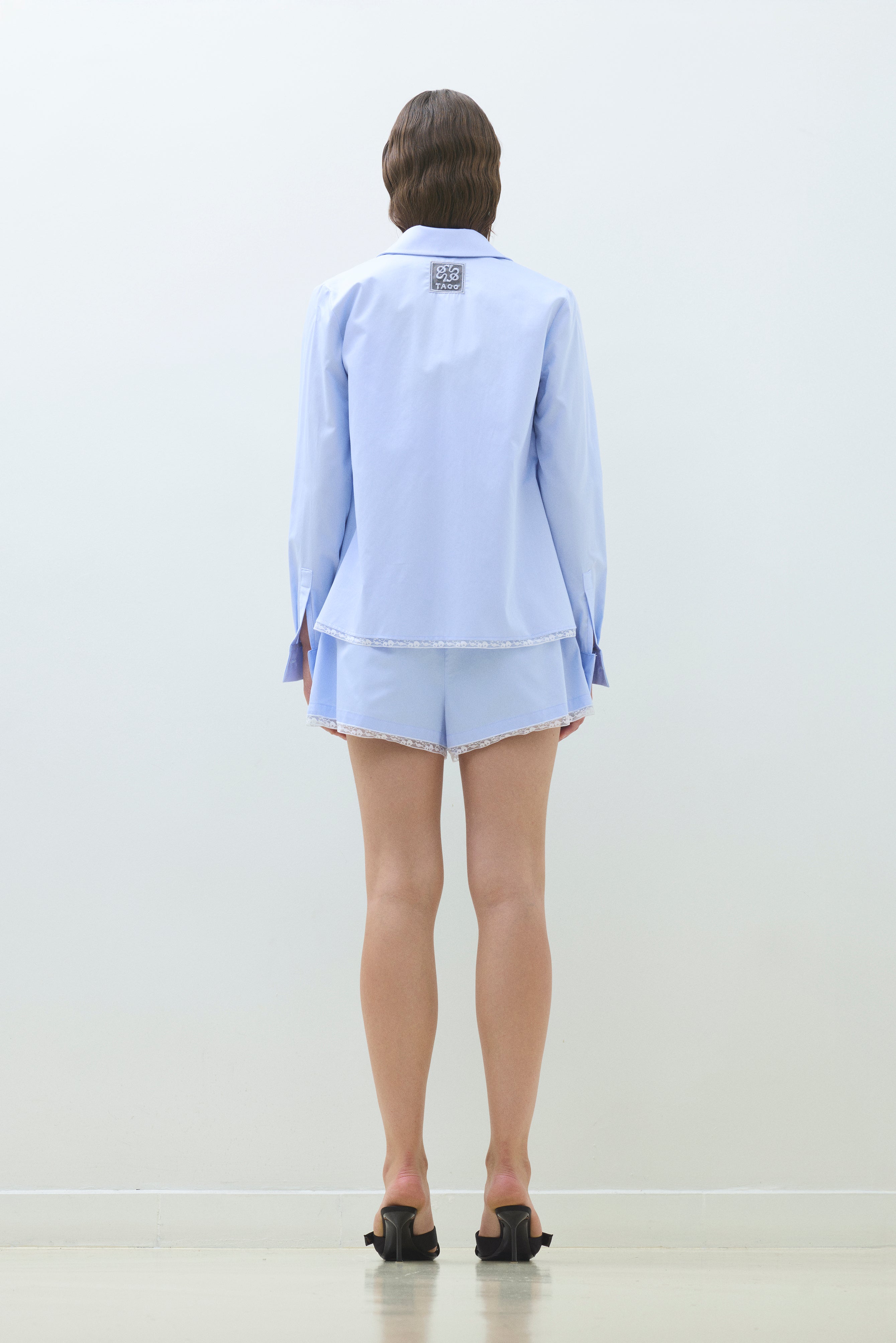 CROP SHIRT WITH LACE HEM