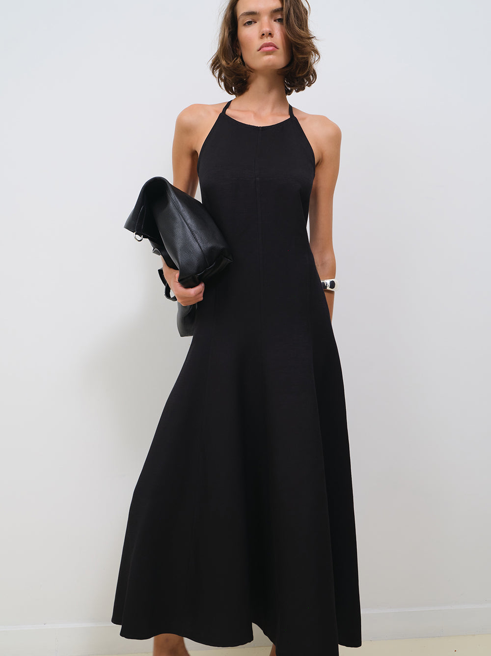HALTER NECK A-LINE LOINEN DRESS
