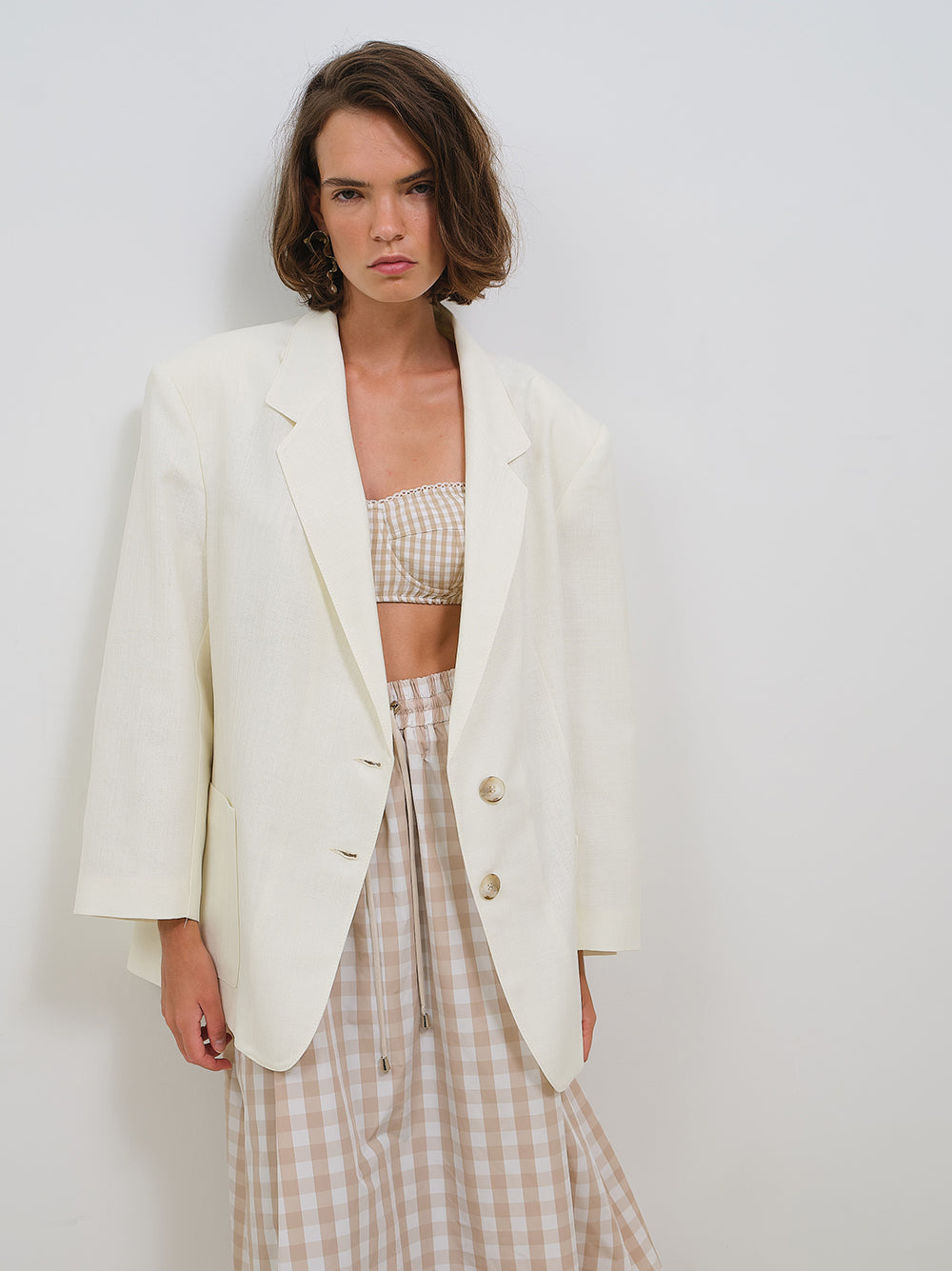 LINEN BLAZER WITH EMBROIDERY