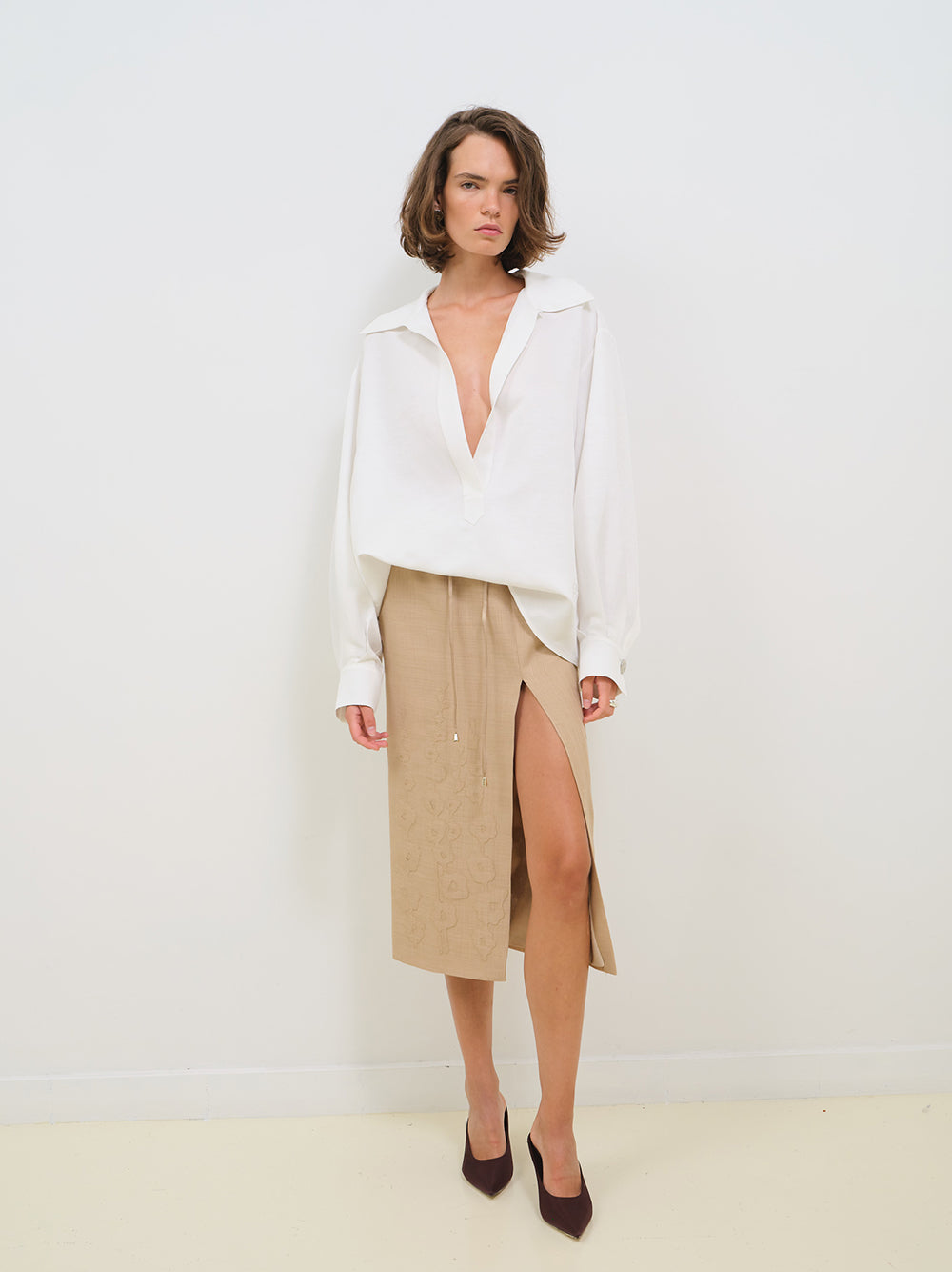 LINEN TUNIC SHIRT WITH EMBROIDERY