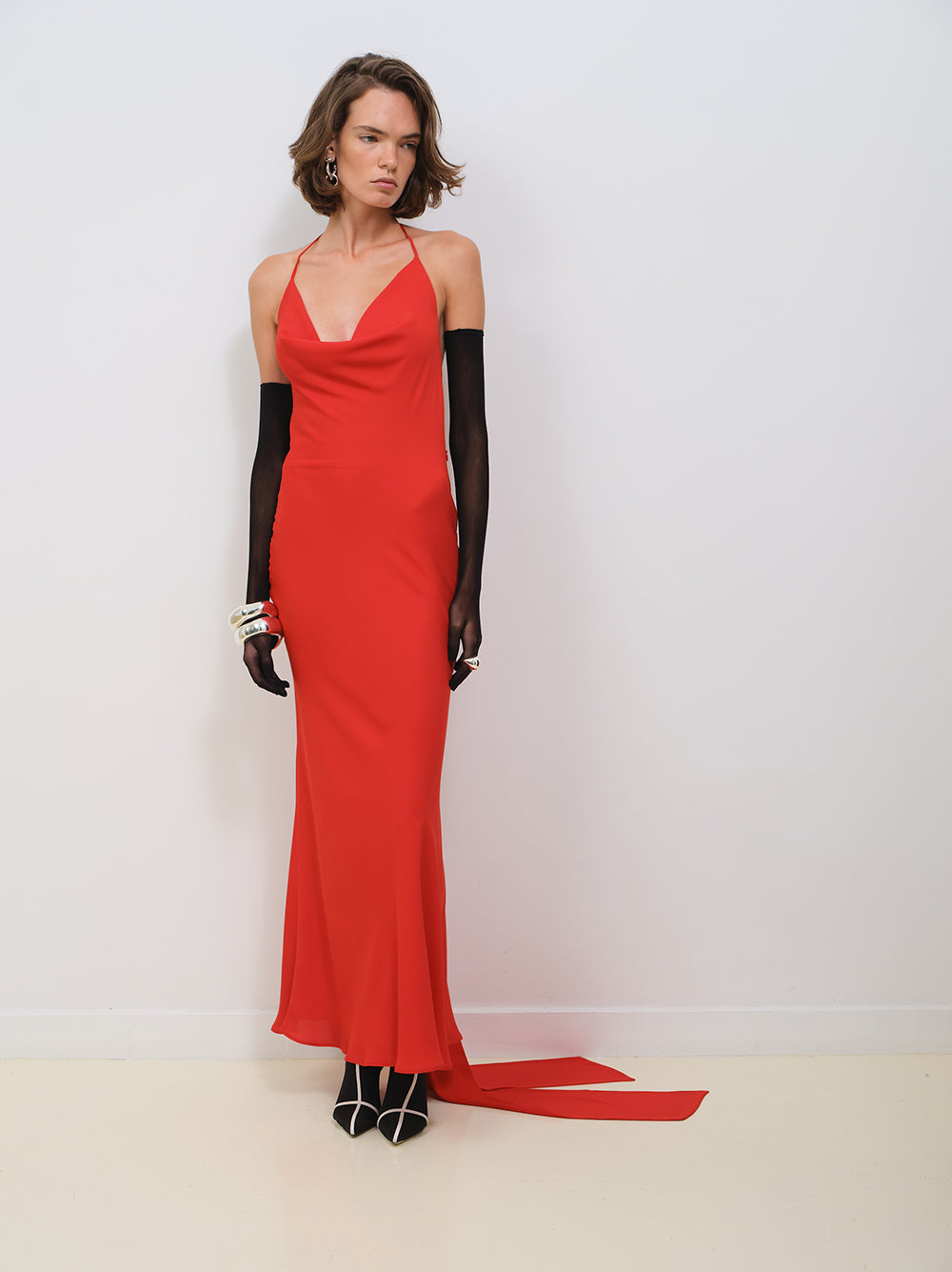 BIAS CUT DRESS WITH SASH DETAIL