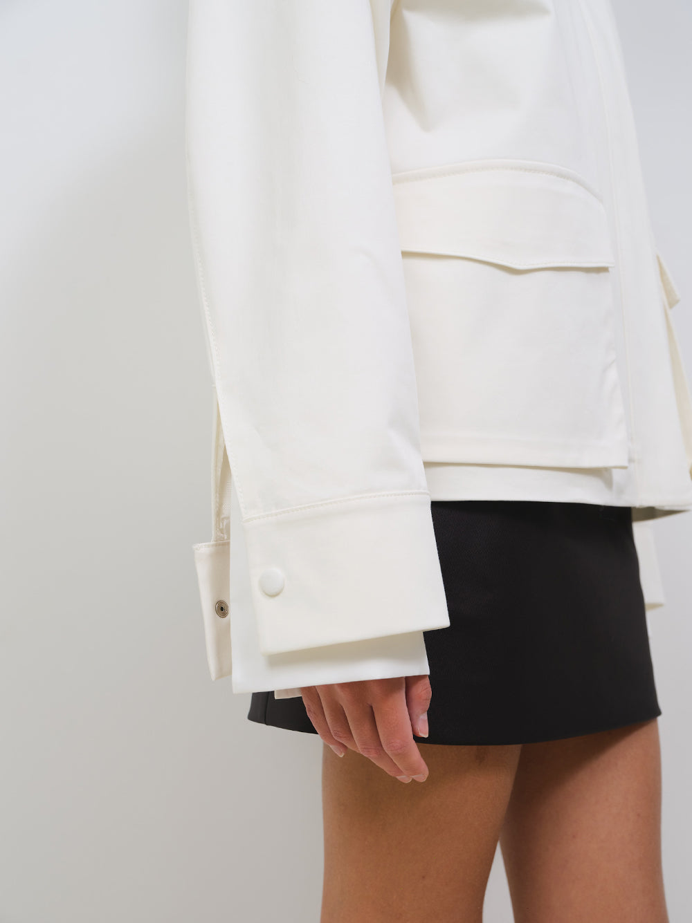 HEAVYWEIGHT COTTON WORK JACKET WITH LEATHER COLLAR