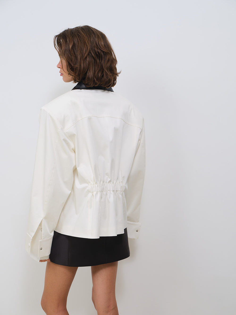 HEAVYWEIGHT COTTON WORK JACKET WITH LEATHER COLLAR