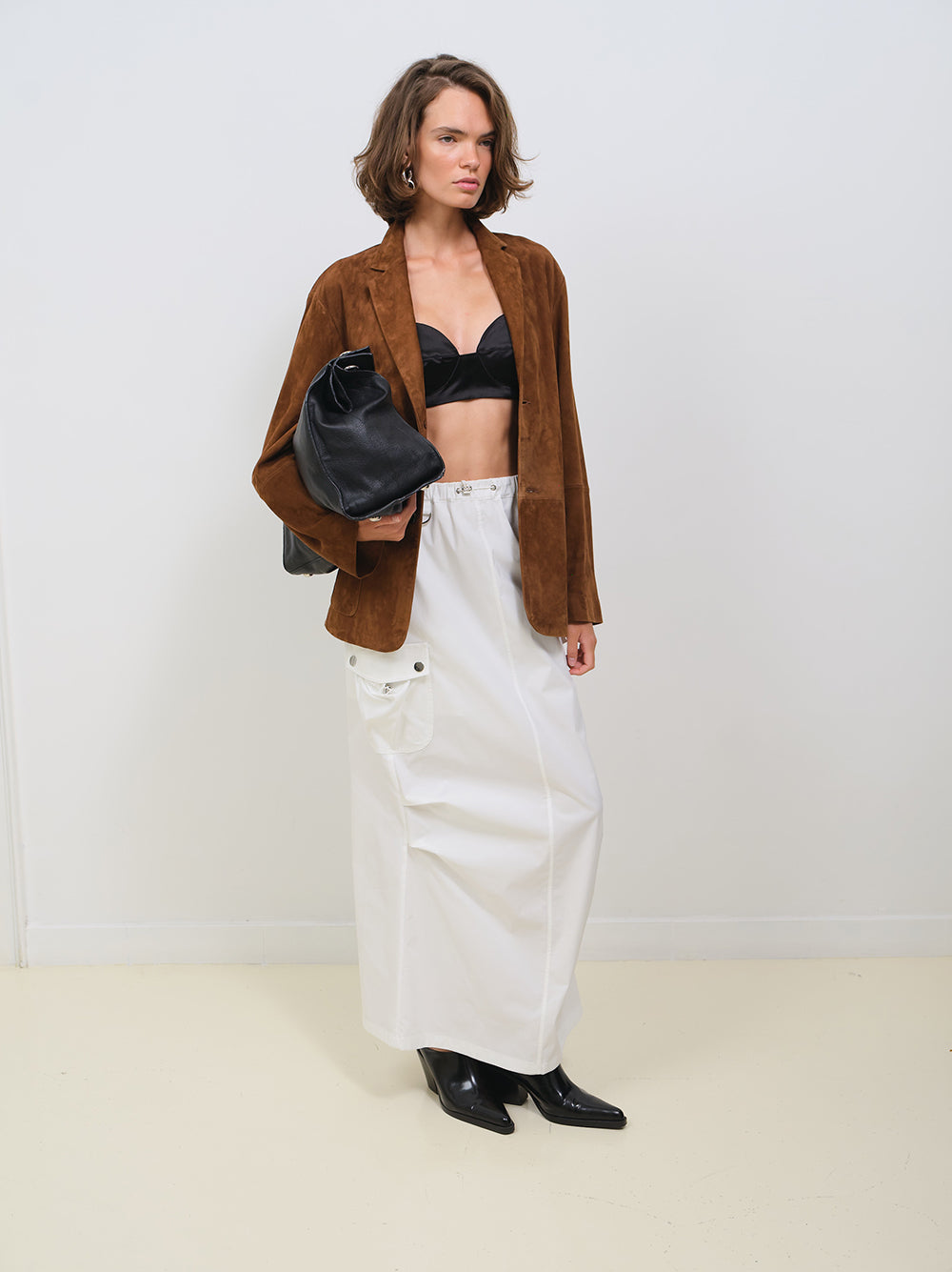 TECHICAL POPLIN MIDI CARGO SKIRT