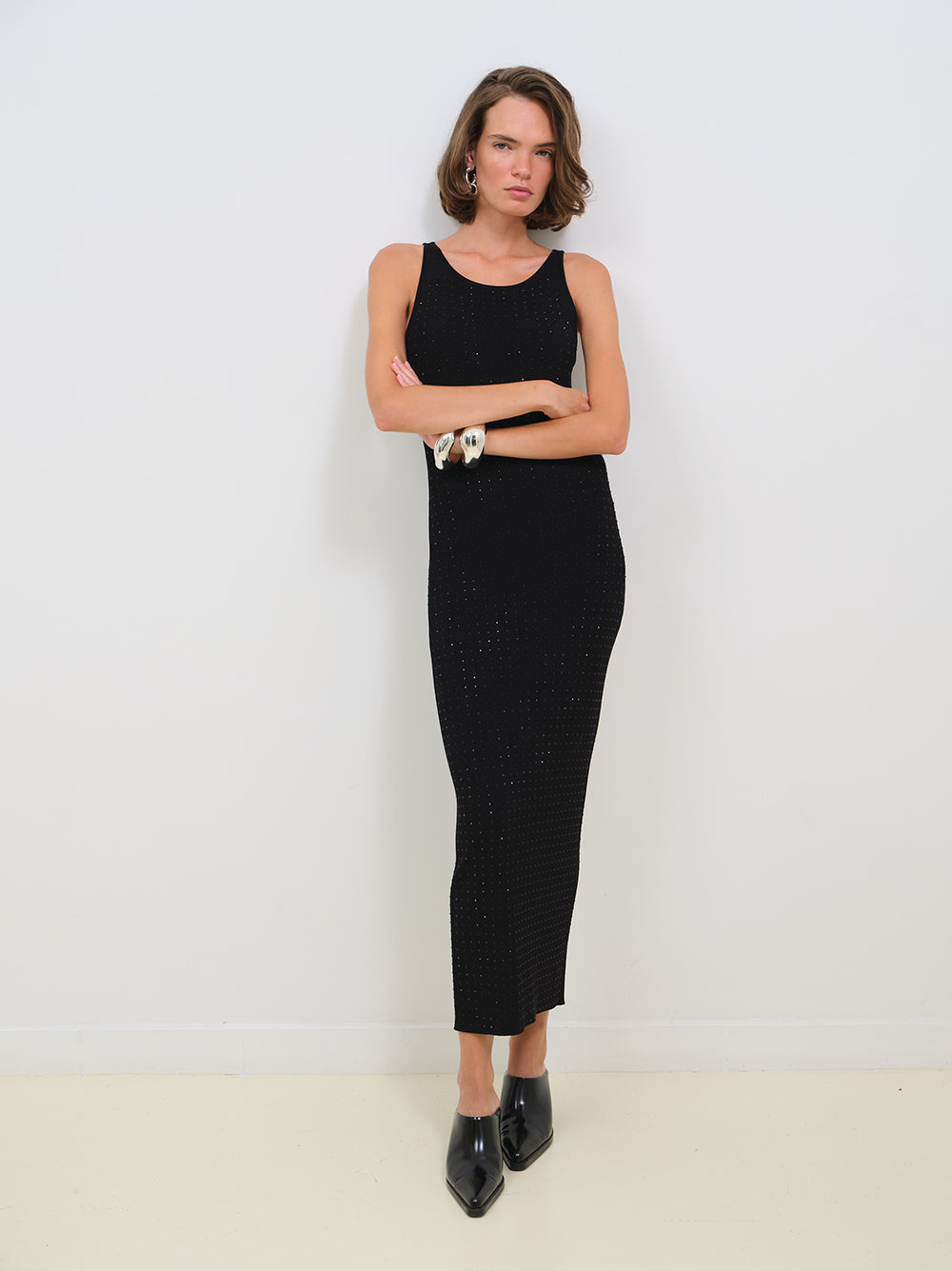 CRYSTAL EMBELLESHED KNIT DRESS