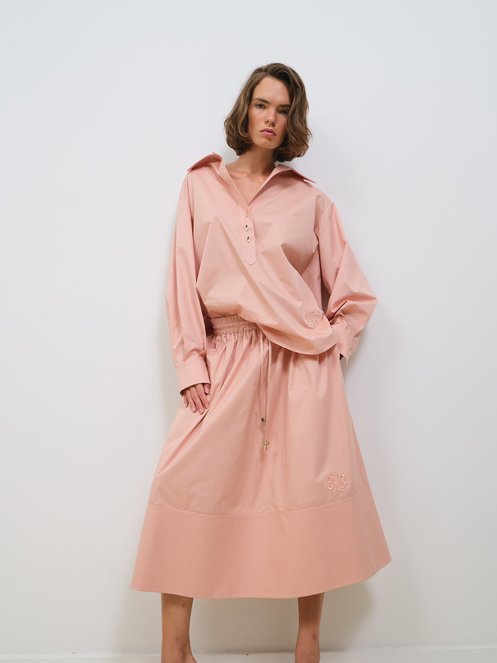 POPLIN A-LINE SKIRT WITH ELASTIC WAISTBAND