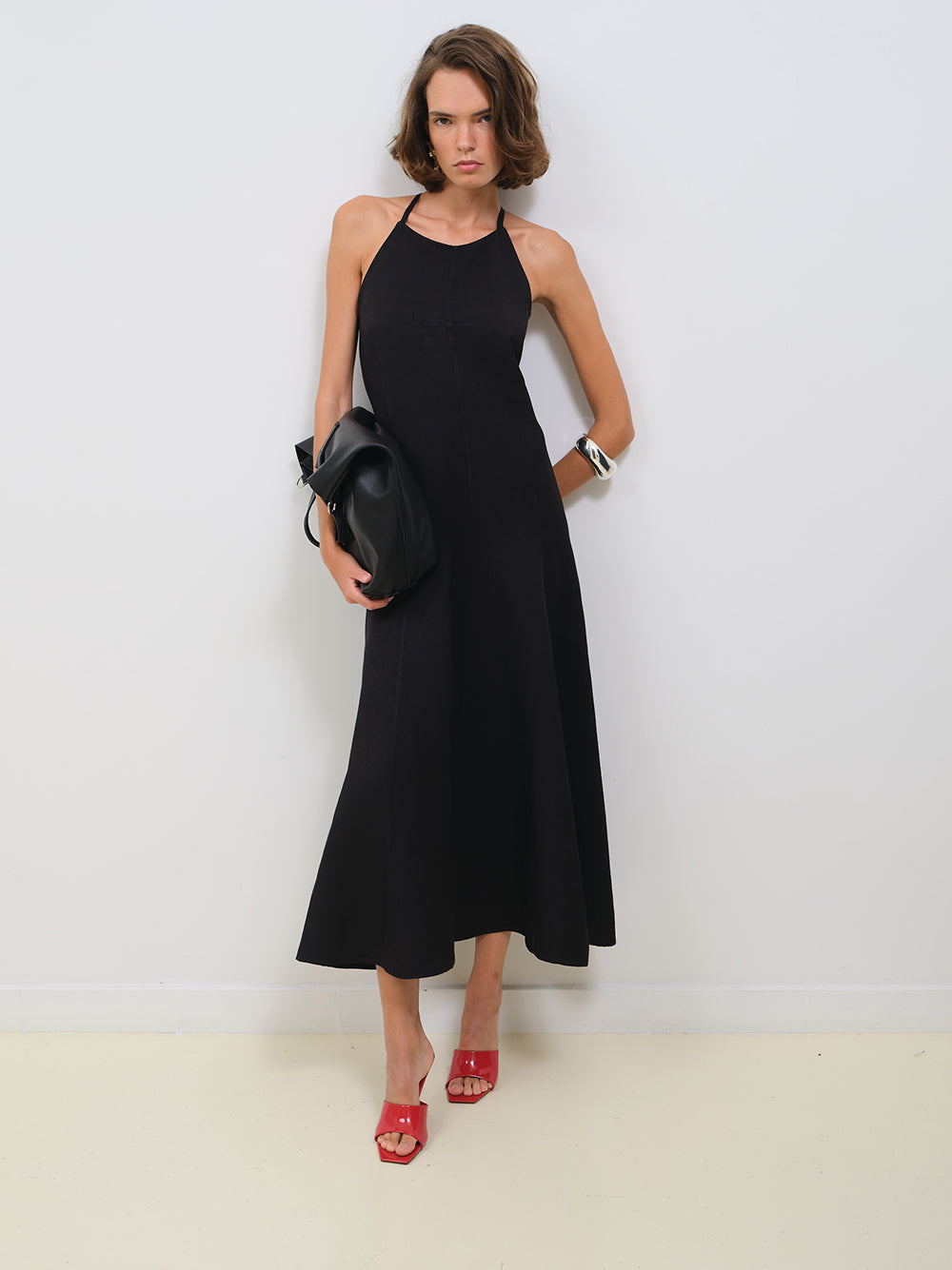 HALTER NECK A-LINE LOINEN DRESS
