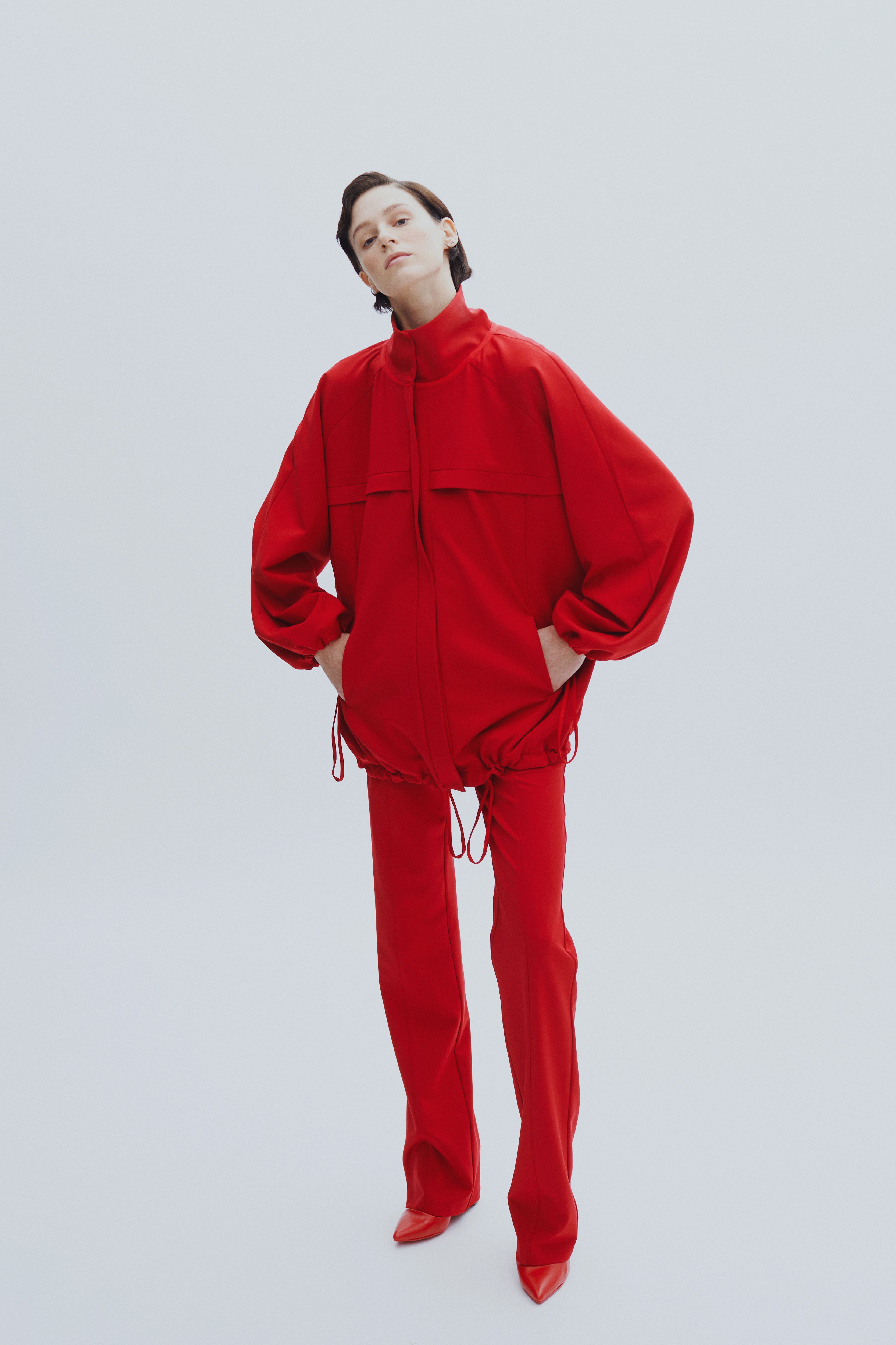 Red Straight Fit Pants