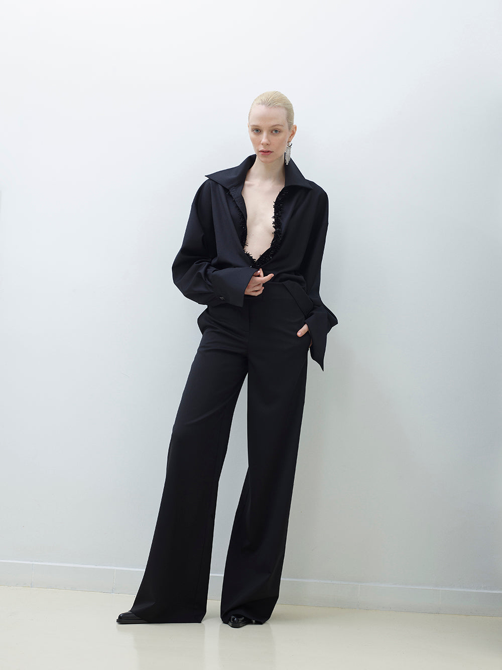 Embroidered Wool Blouse