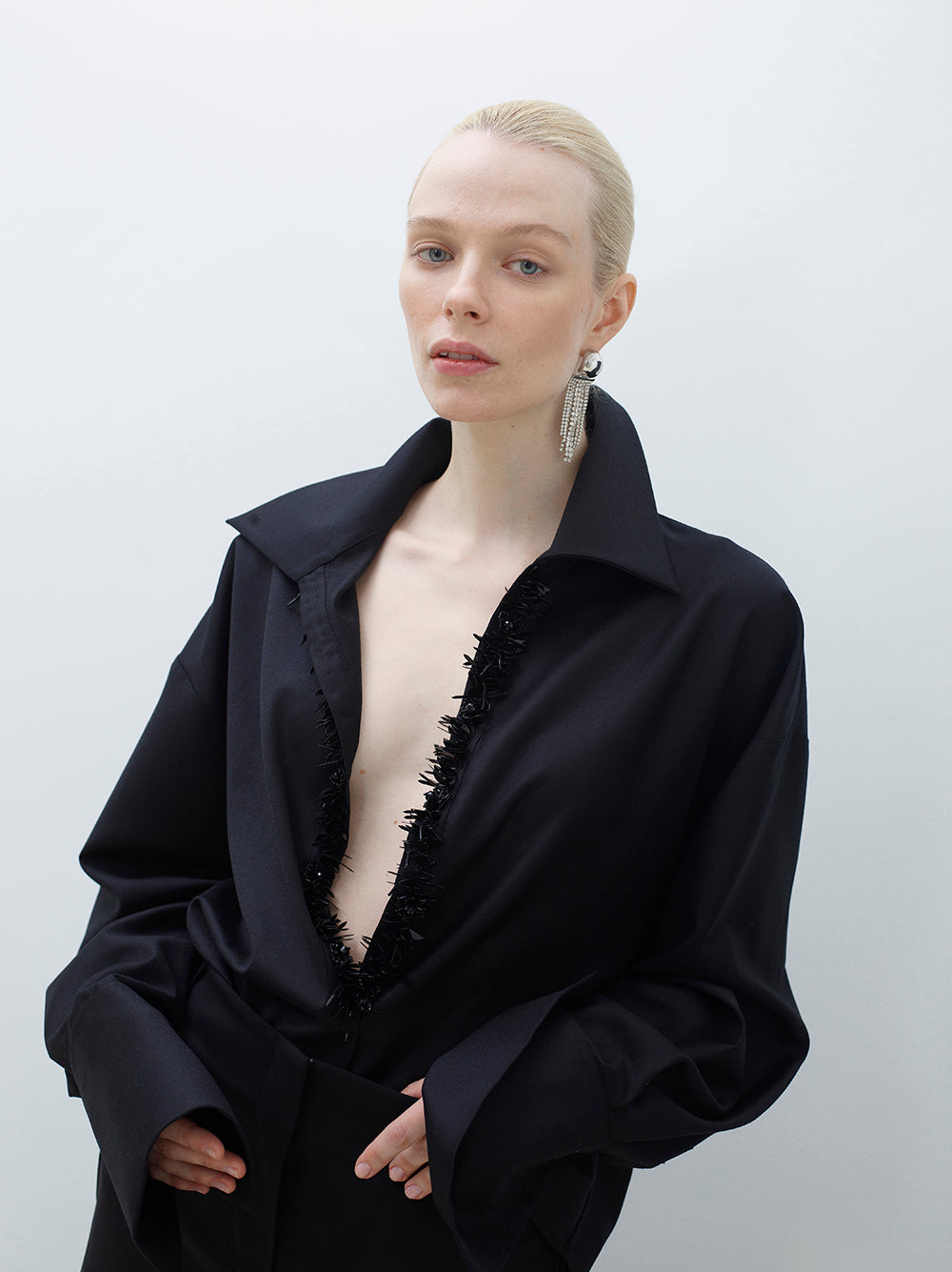 Embroidered Wool Blouse