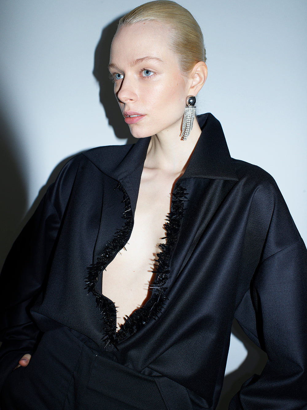 Embroidered Wool Blouse