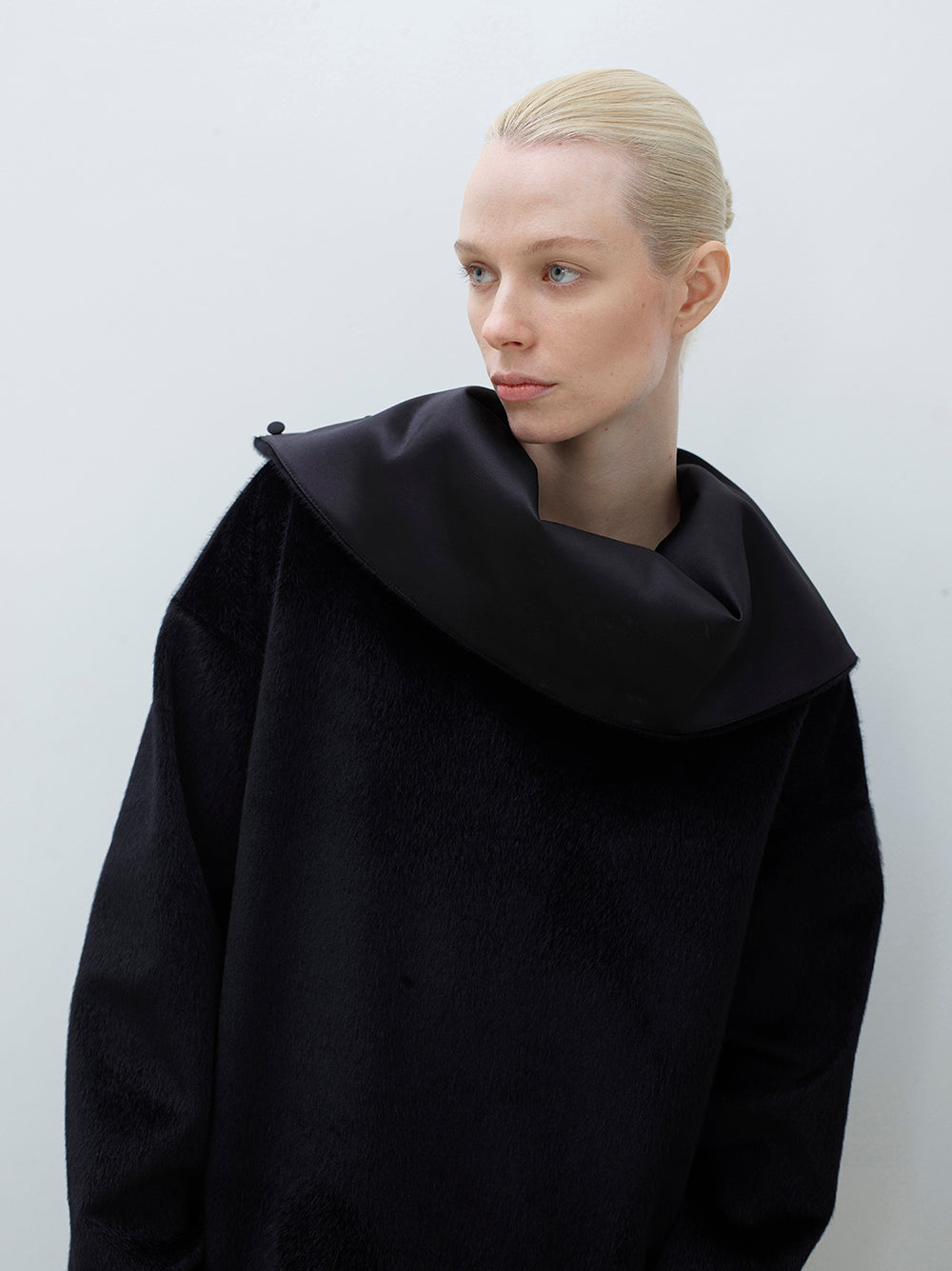 Back-Zip Detailed Faux-Fur High-Collar Top