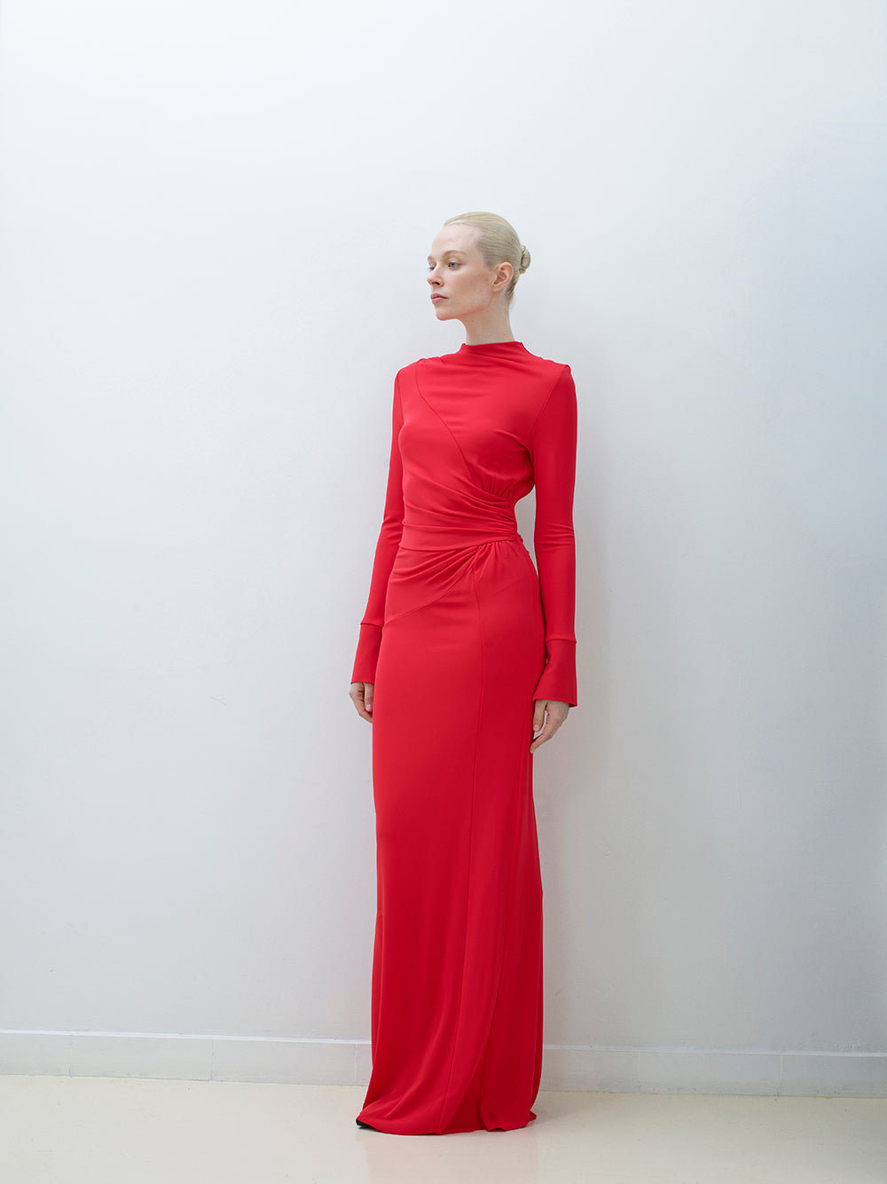 Draped Open-Back Jersey Dress