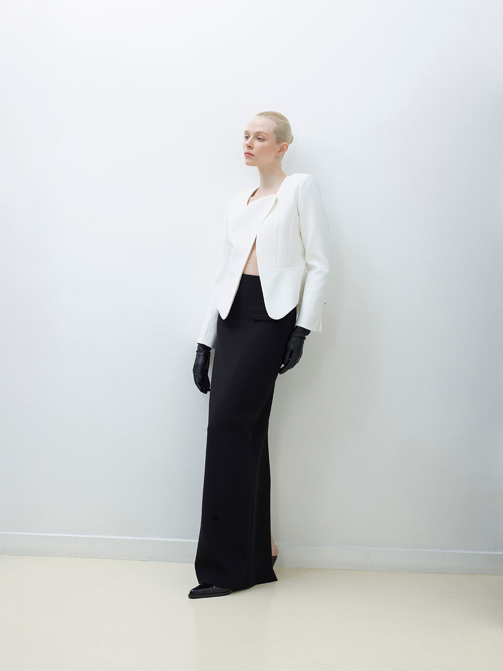 Back-Slit Maxi Tube Skirt