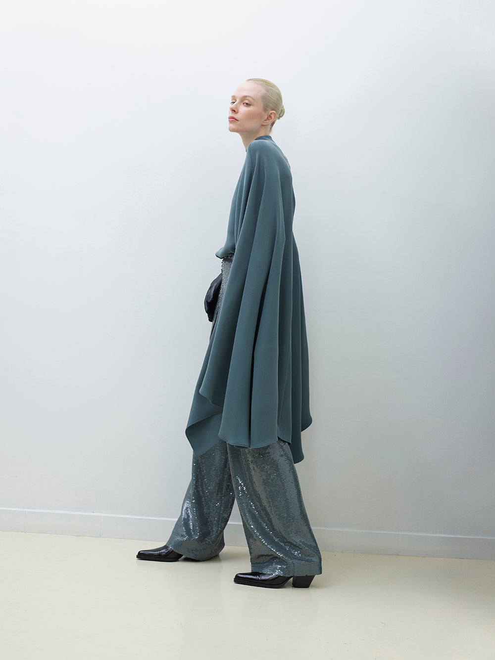 Cady silk cape tunic