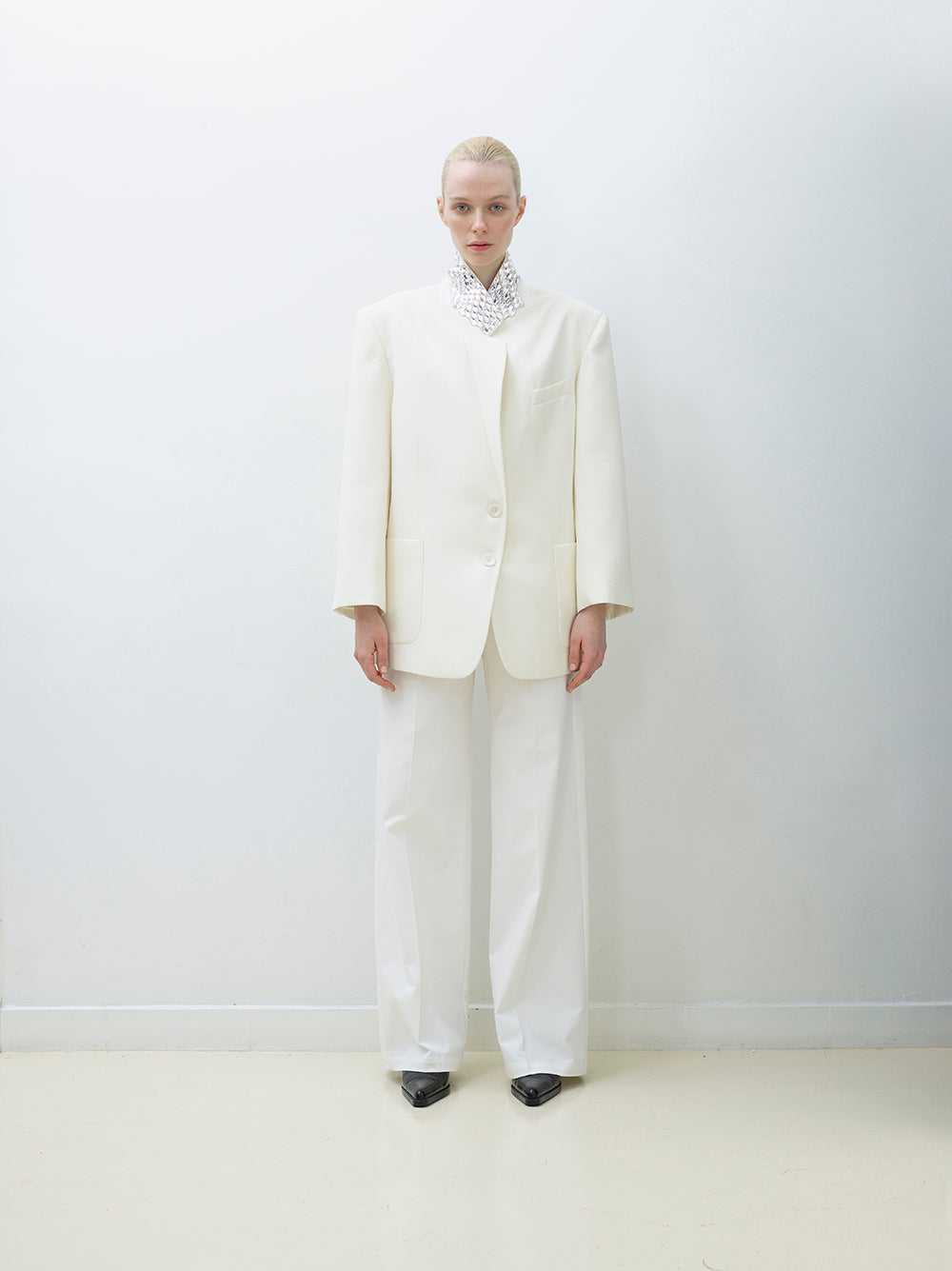 Crystal-Embellished Boyfriend Wool