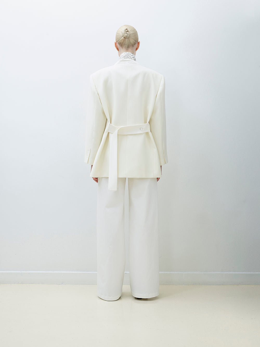 Wide leg stretch cotton pants