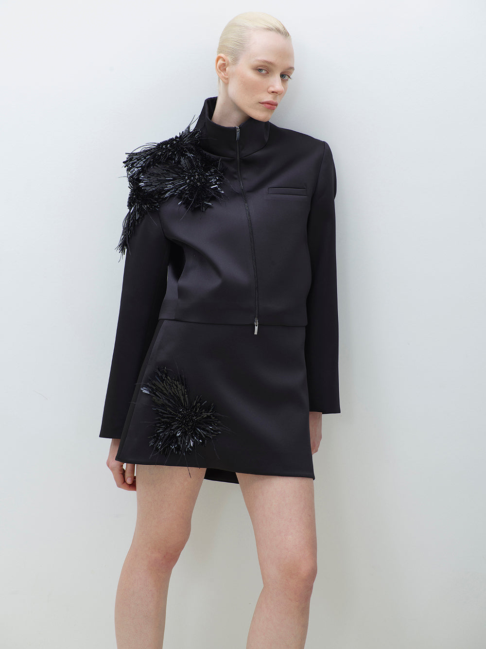 Hand-Embroidered A-Line Mini Skirt