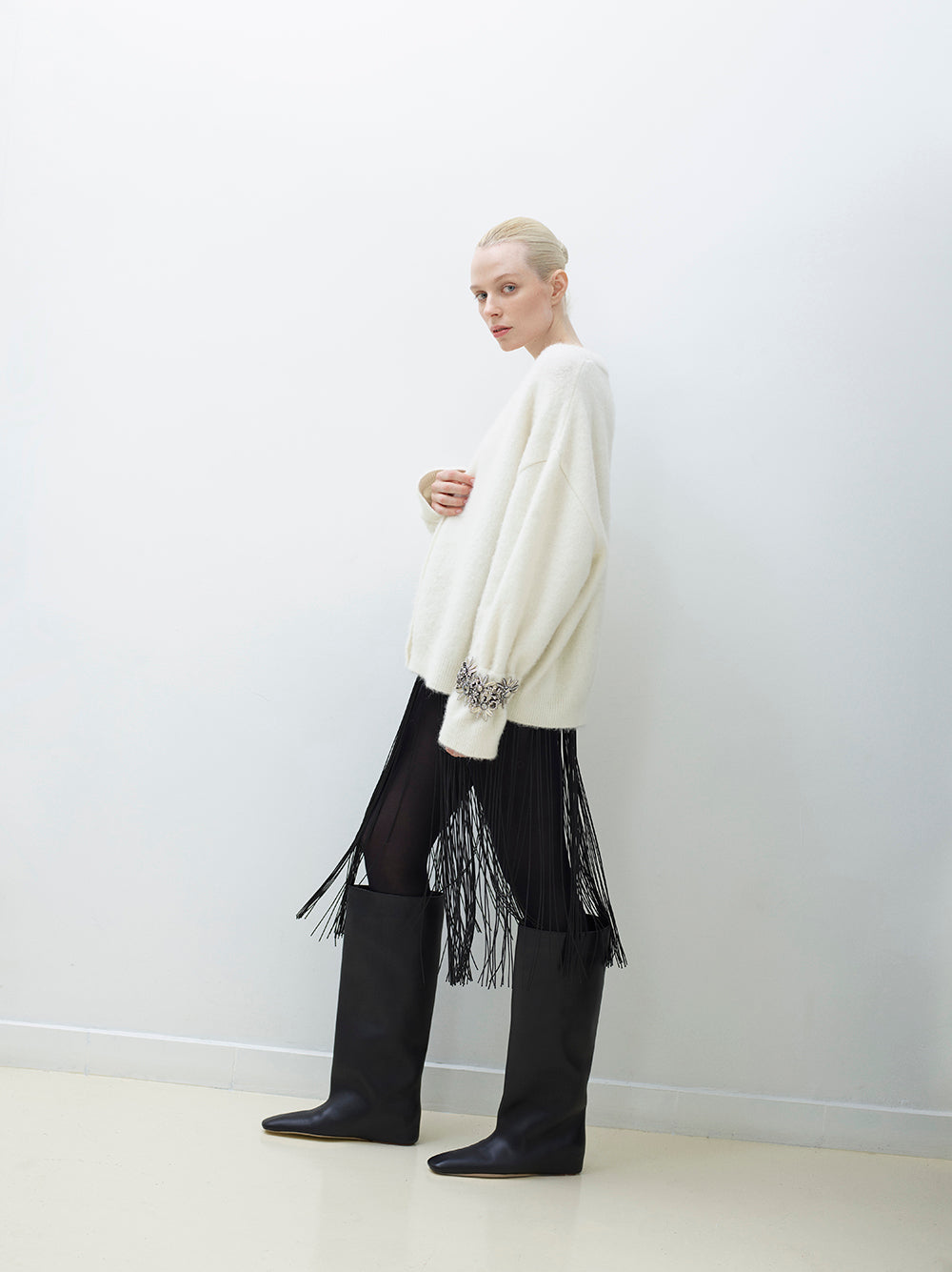 Crystal-Embellished Wool Cardigan