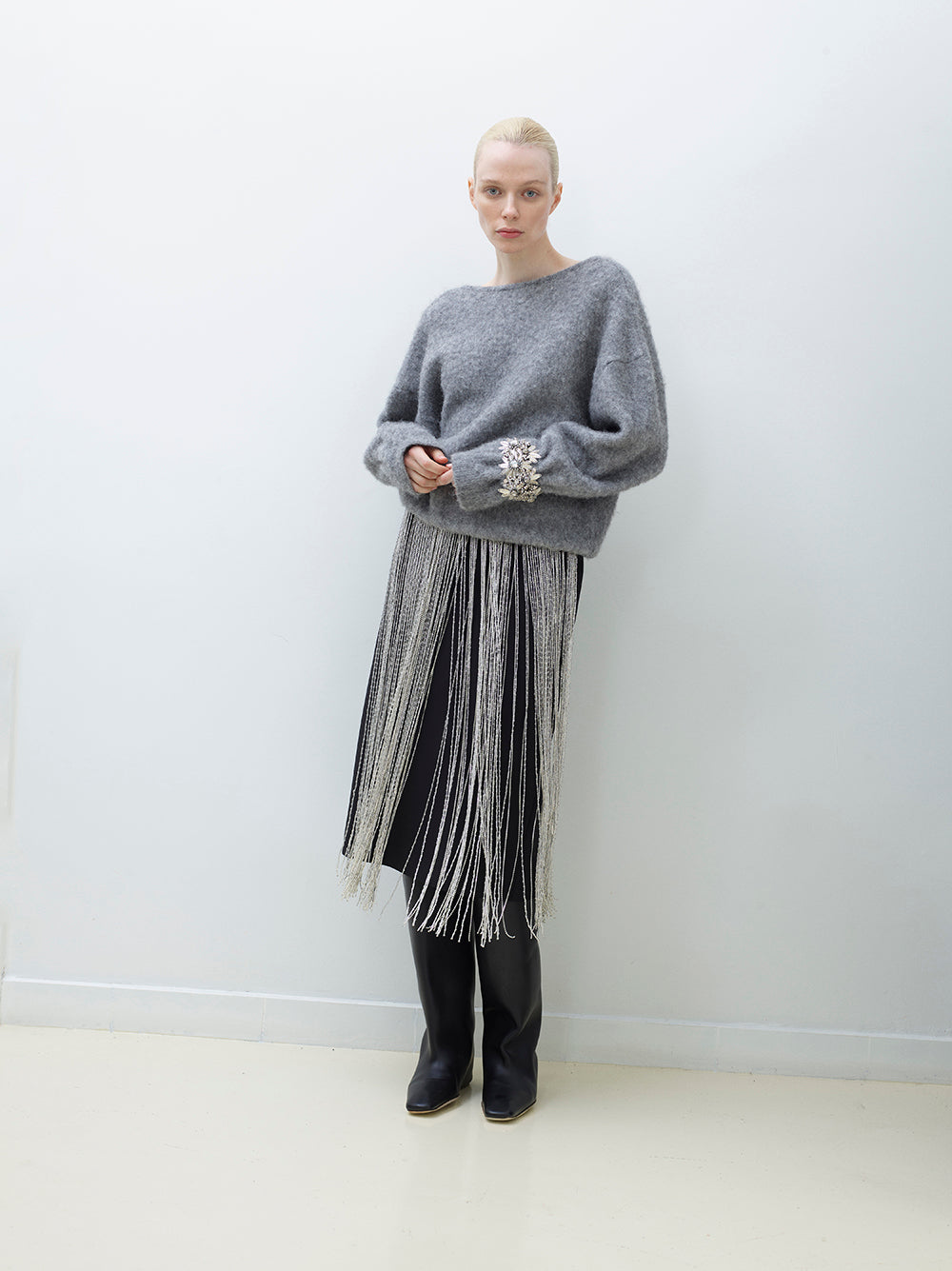 Open-Back Embellished Wool-Cashmere Knit