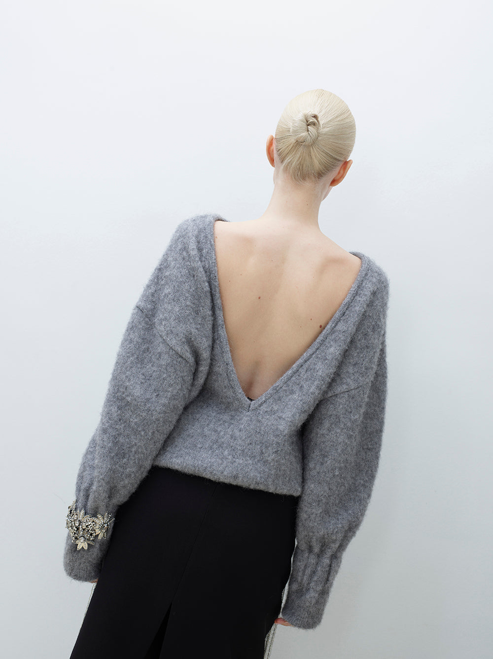 Open-Back Embellished Wool-Cashmere Knit