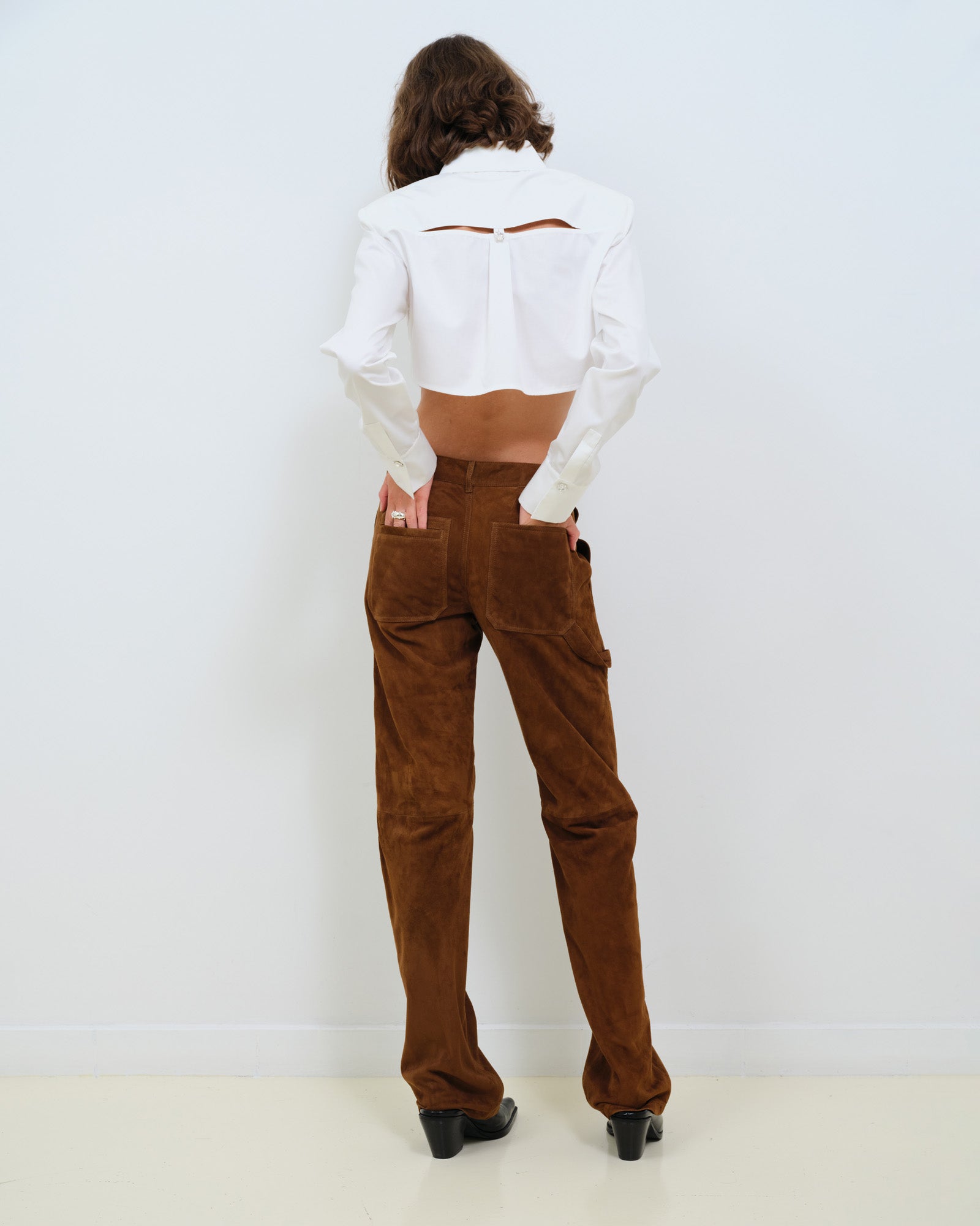 SUEDE CARGO PANTS