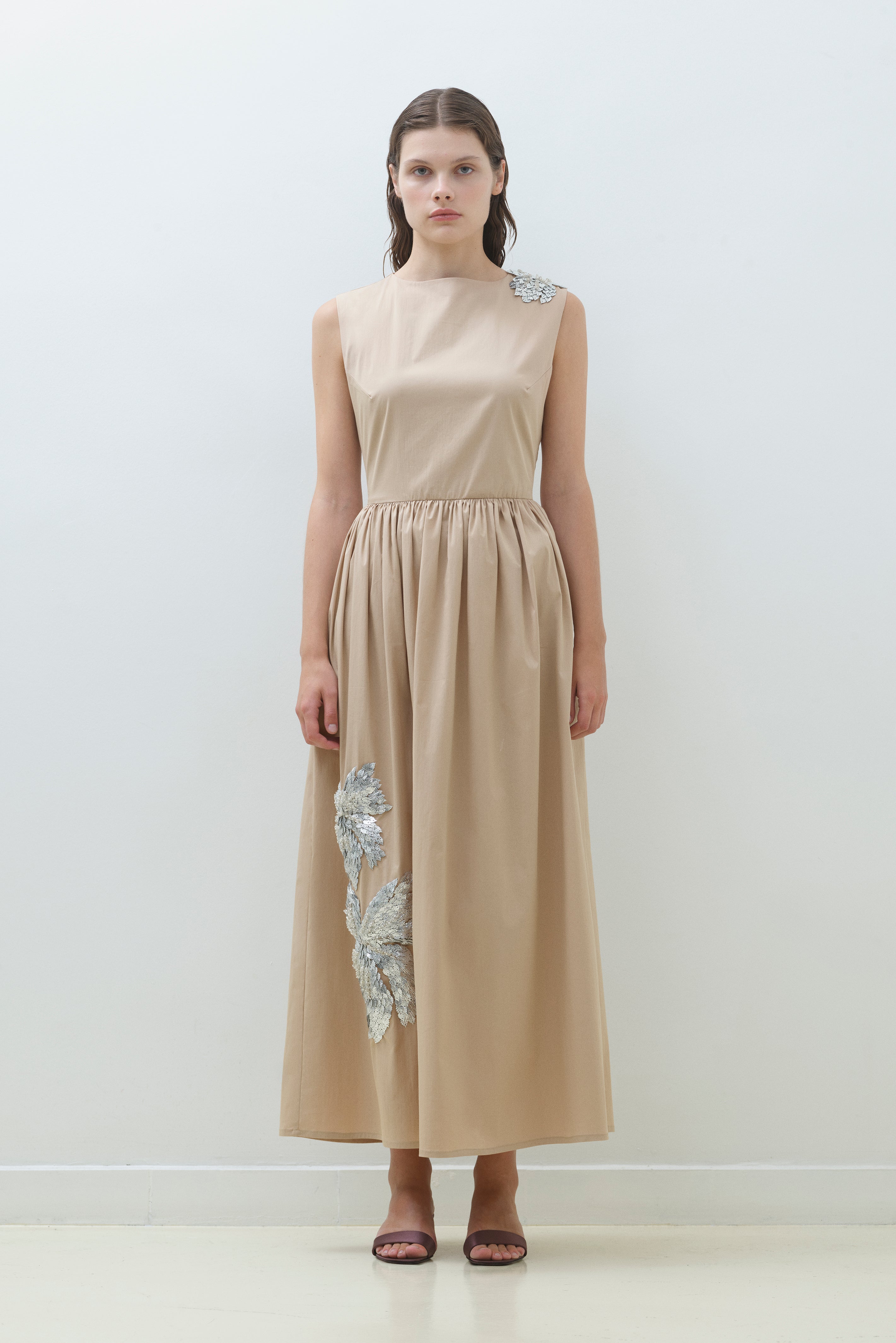 COTTON DRESS WITH HAND EMBROIDERIES