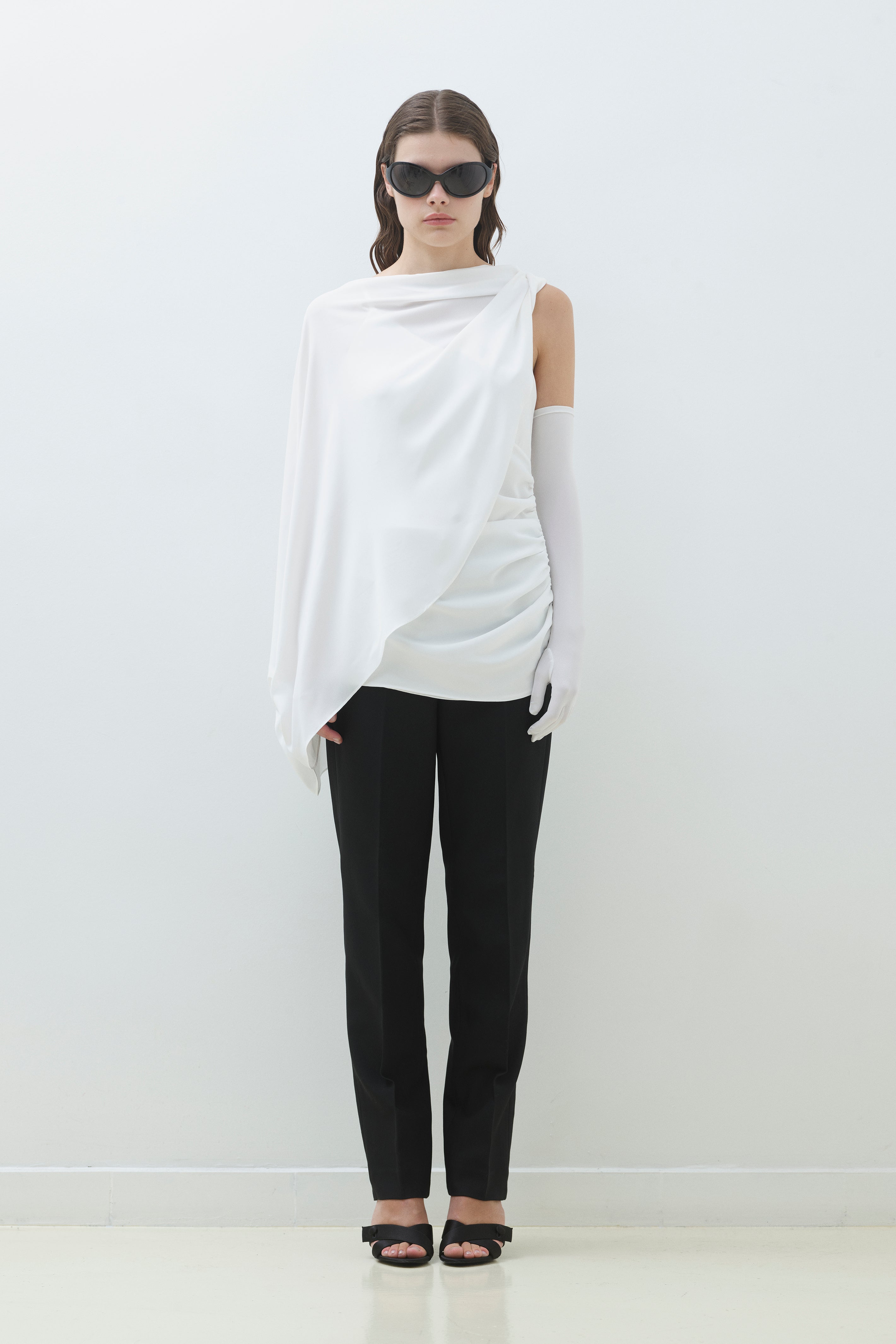 DRAPED BLOUSE WITH CAPE