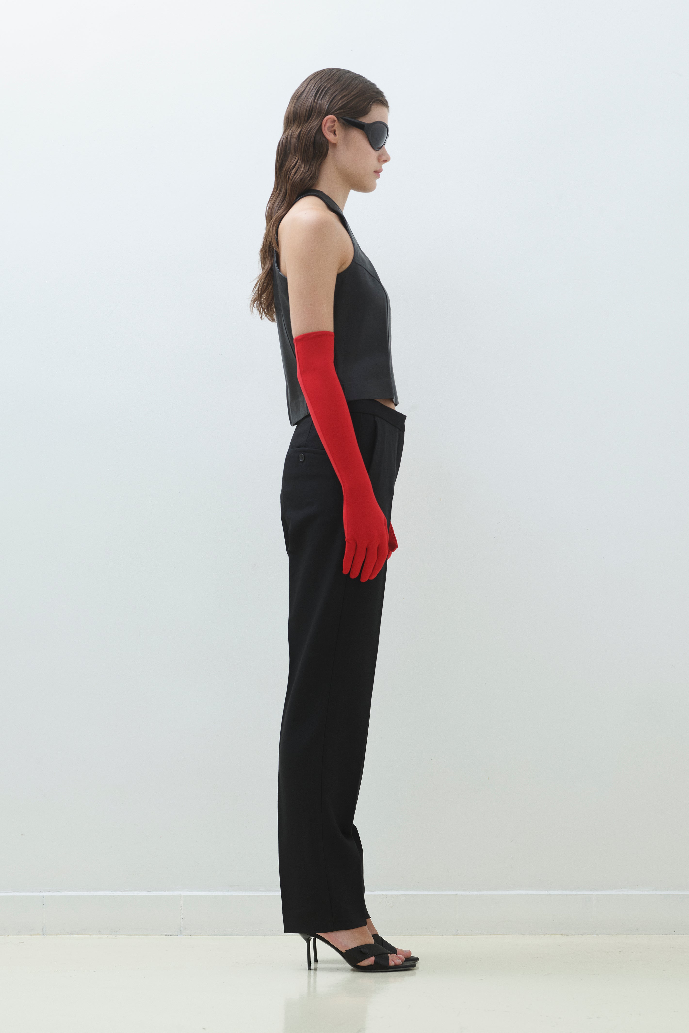 HALTER NECK LEATHER TOP