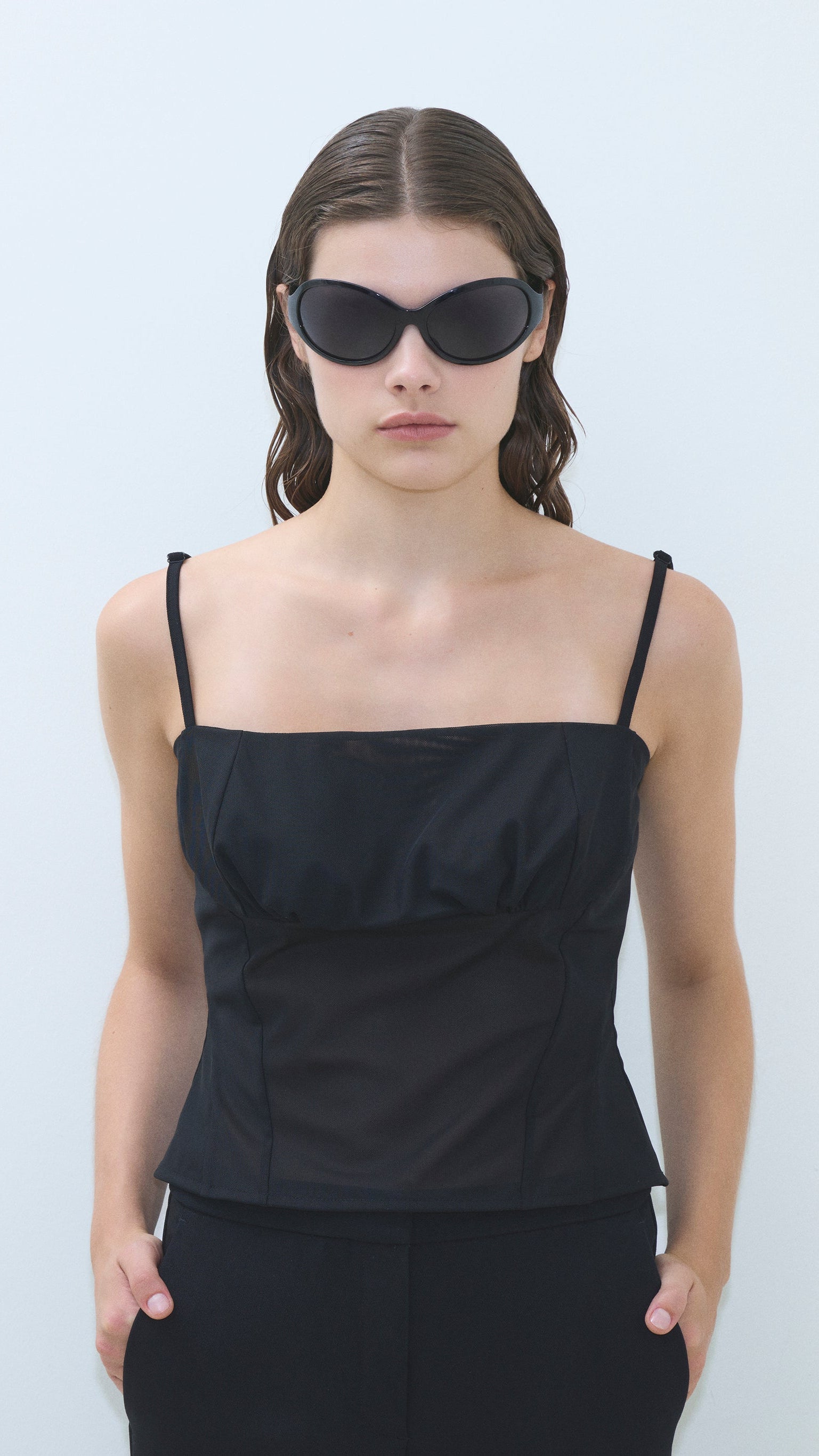 TULLE BUSTIER WITH DRAPED BUST LINE